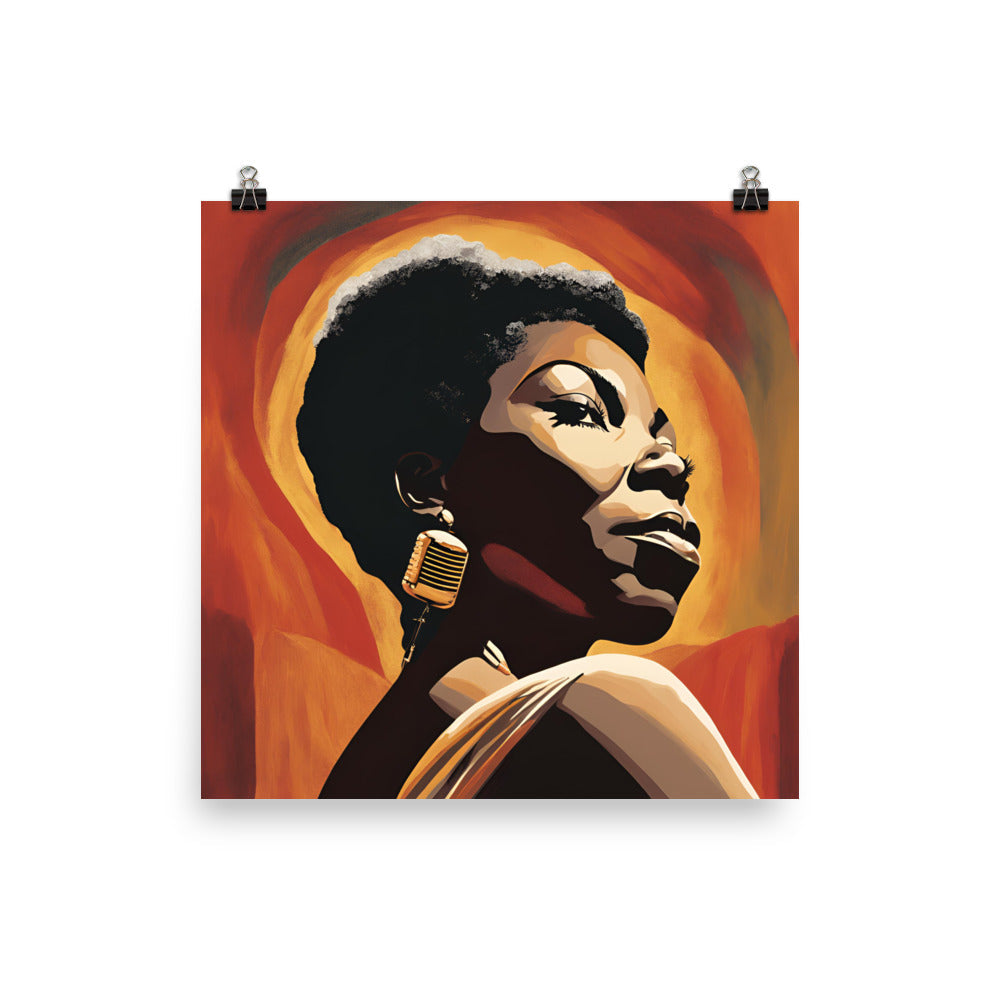 Nina Simone Portrait on Matte Paper Poster