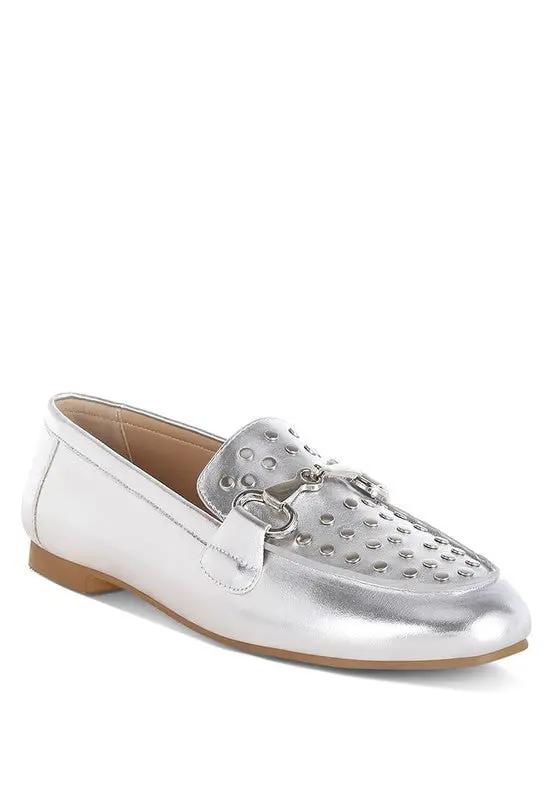 Rag Company Estafa Horsebit &amp;amp; Studs Metallic Pleather Loafers for Women
