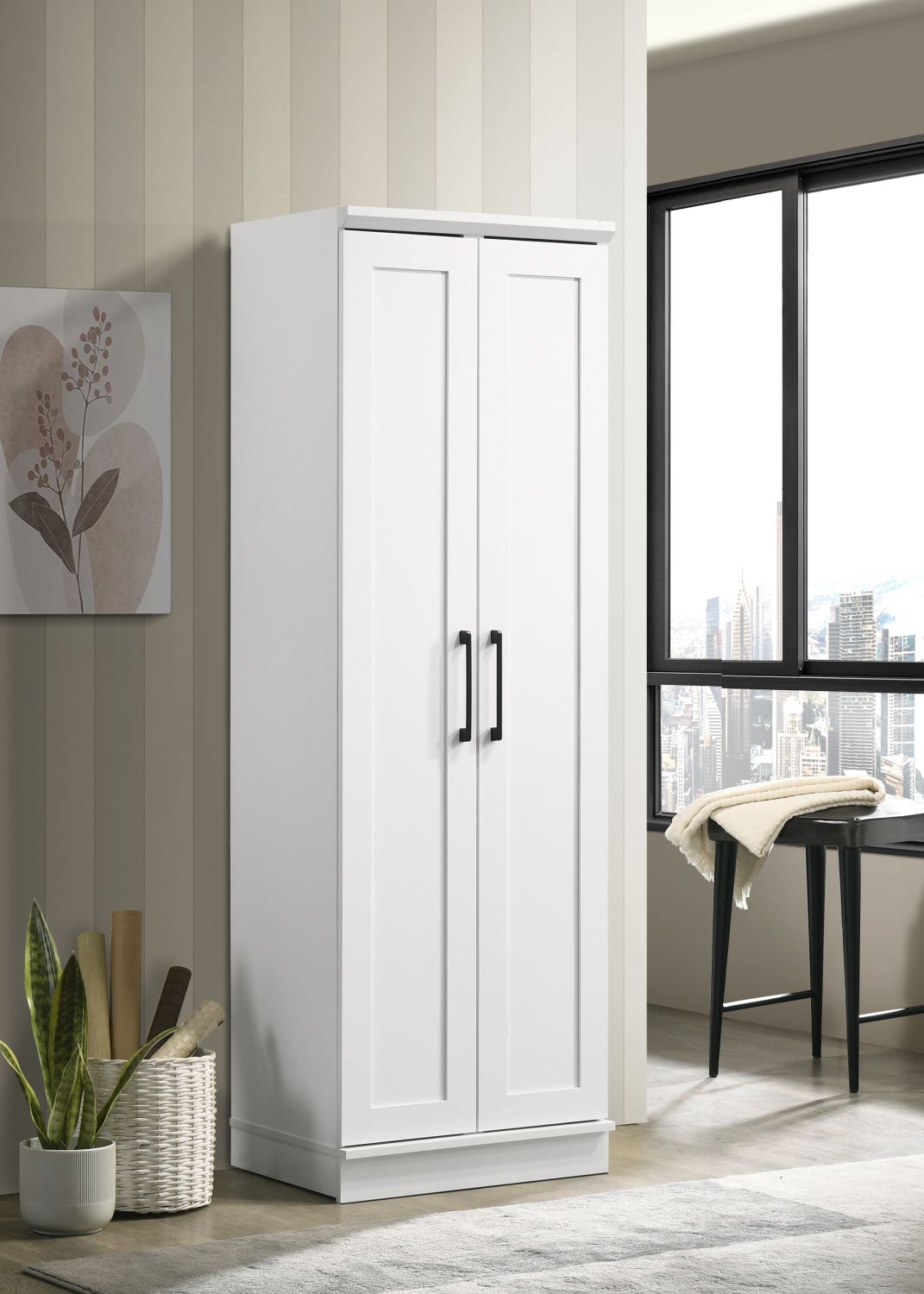 Evelyn 23&amp;quot; White Sleek Storage Cabinet with Framed Panel Design