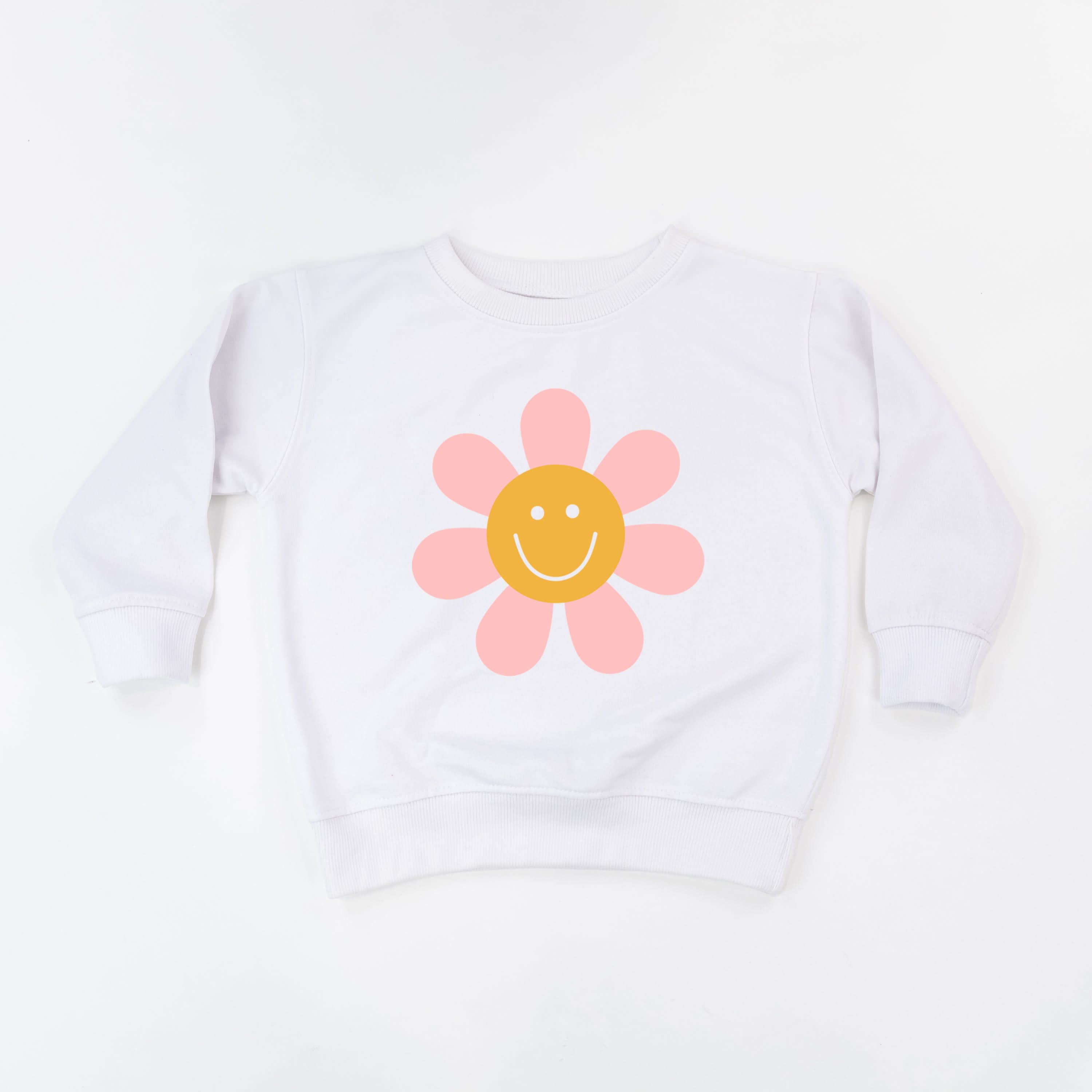 Pink Petals w/ Smile Center - Full Size Design on Front - Child Sweater
