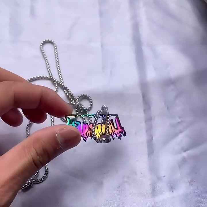 Hip-Hop Women's Moon Necklace with Blue/White Electroplated Chain - Stylish Accessory for Trendsetters