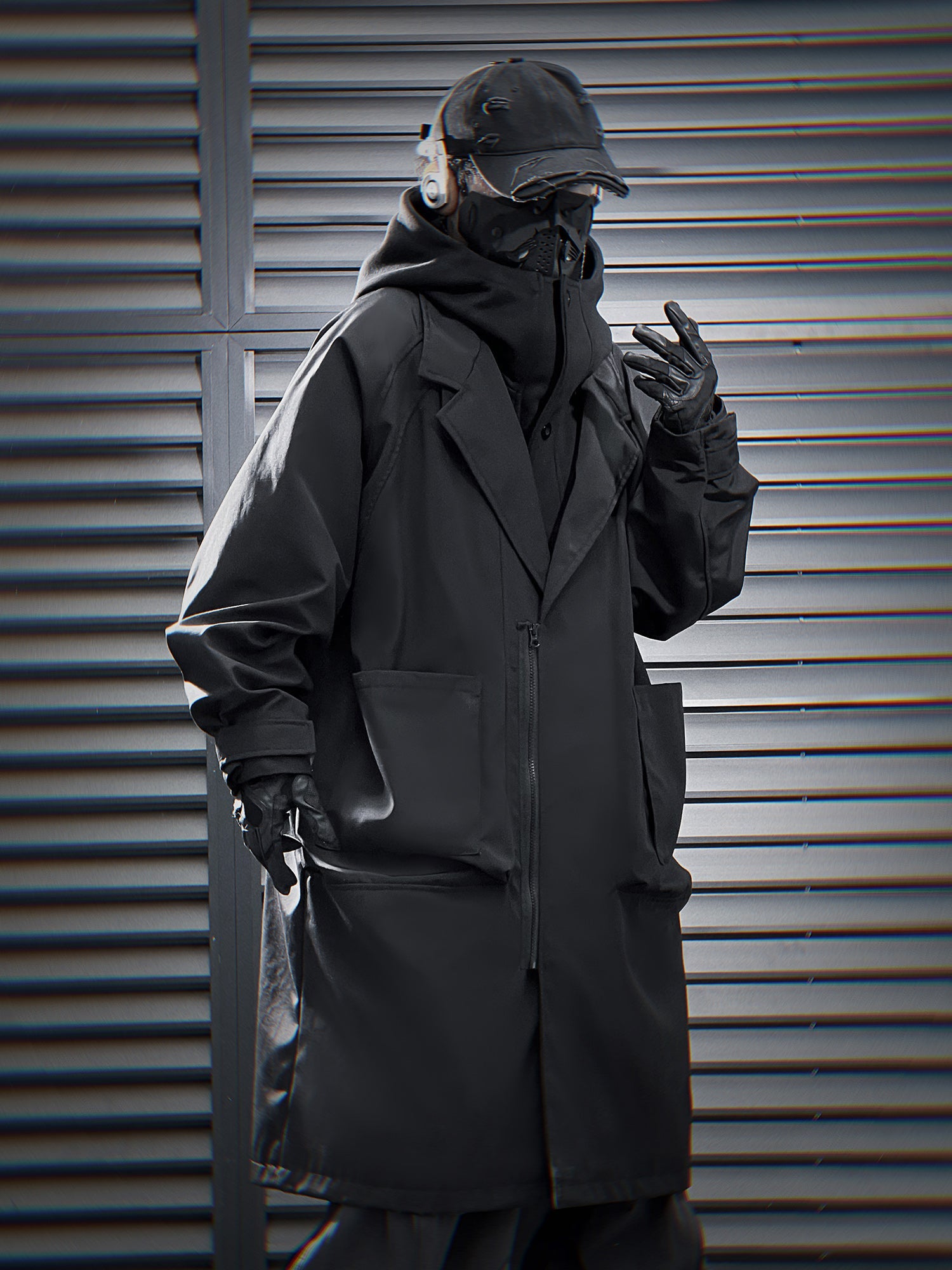 HiJ36 Black Urban Trench Coat