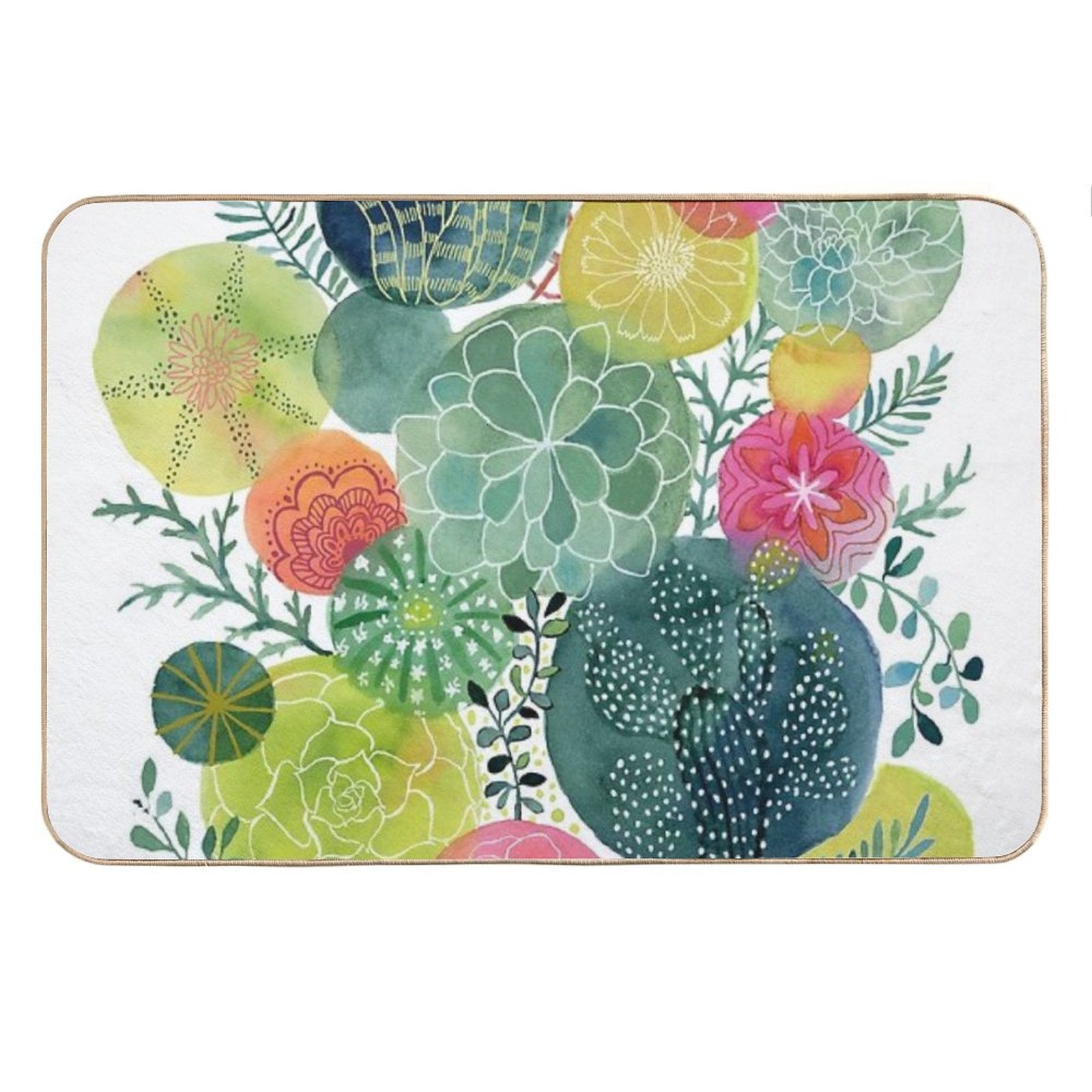 Succulent Circles Bath Mat