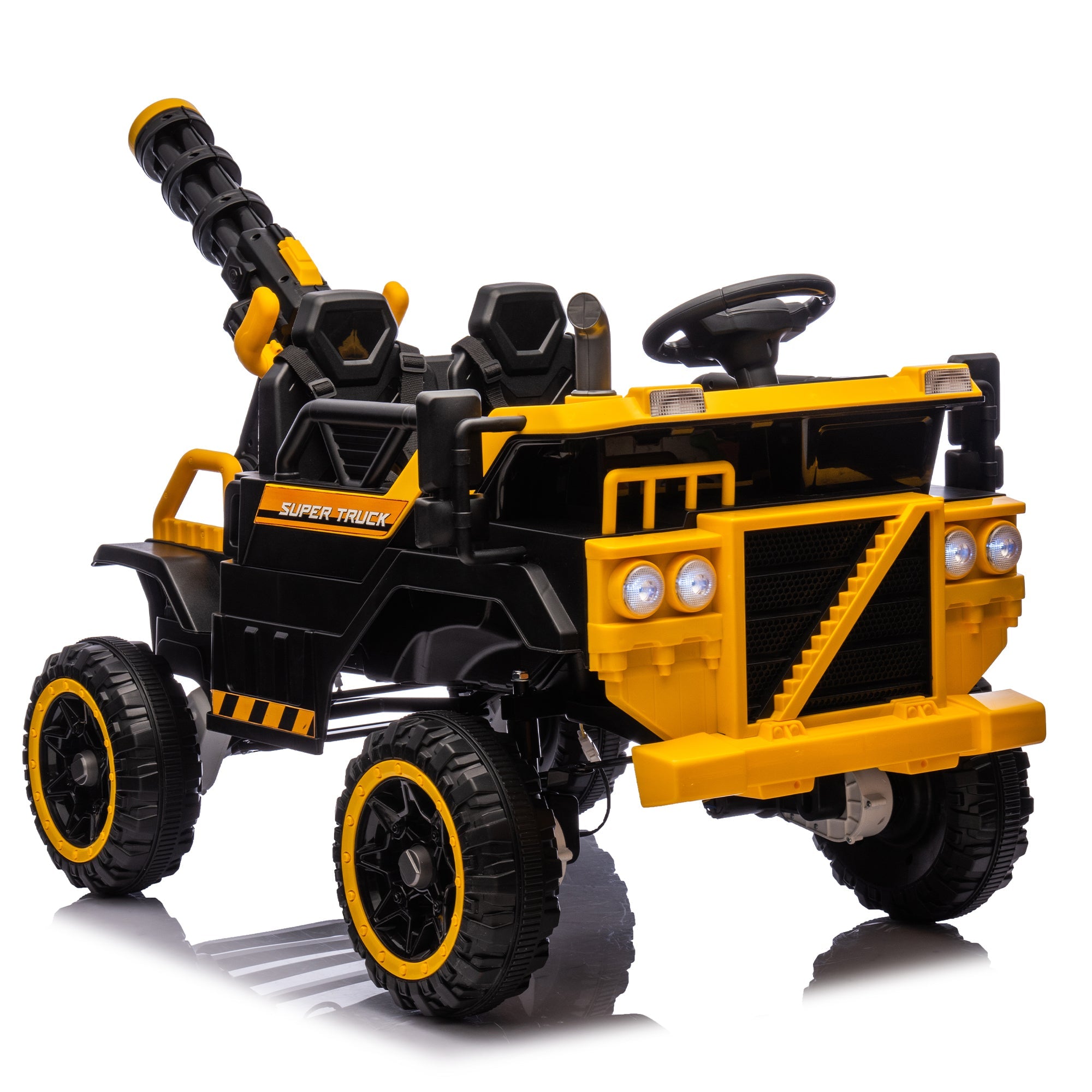 Kids Electric Ride-On Car – Spacious 3-Seater, Powerful 4-Motor Drive, Parental Remote Control, LED Lights, Built-in Water Gun &amp;amp; Bluetooth MP3 Player – 3-Speed Adjustable for Ages 3-8