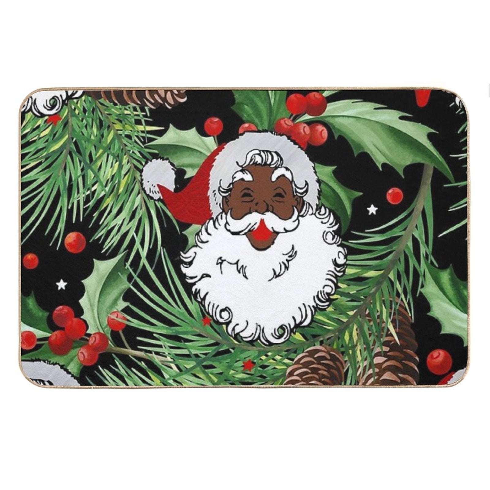Xmas Black Santa Claus Bath Mat