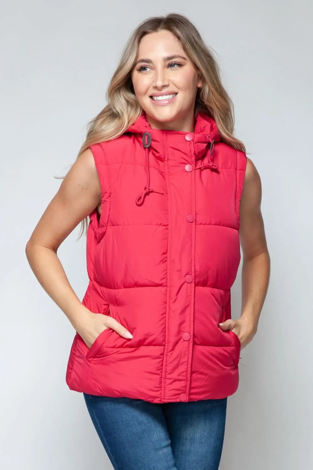 Trendsi Hooded Vest Zip-Up Women&amp;#39;s Casual Polyester Vest Warm &amp;amp; Pocketed