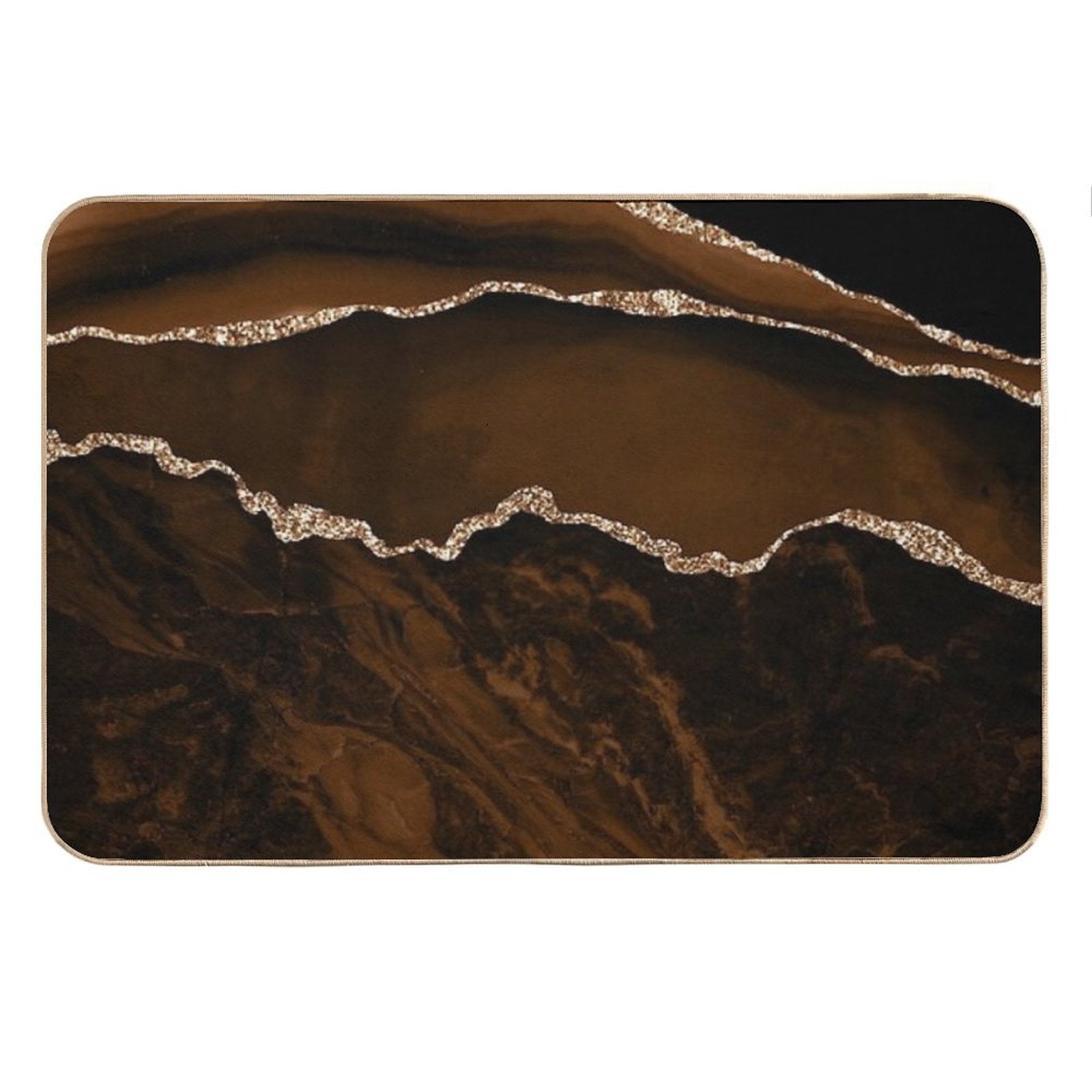 Abstract Brown &amp;amp; Gold Modern Geode Agate Design Bath Mat