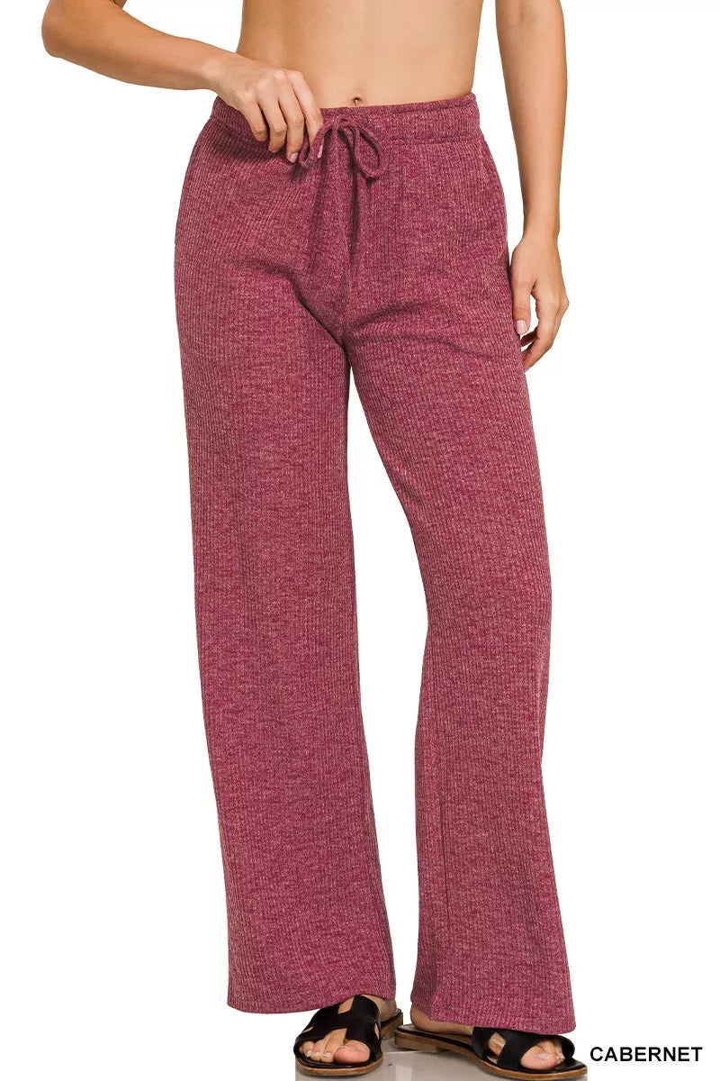 Zenana Ribbed Drawstring Lounge Pants