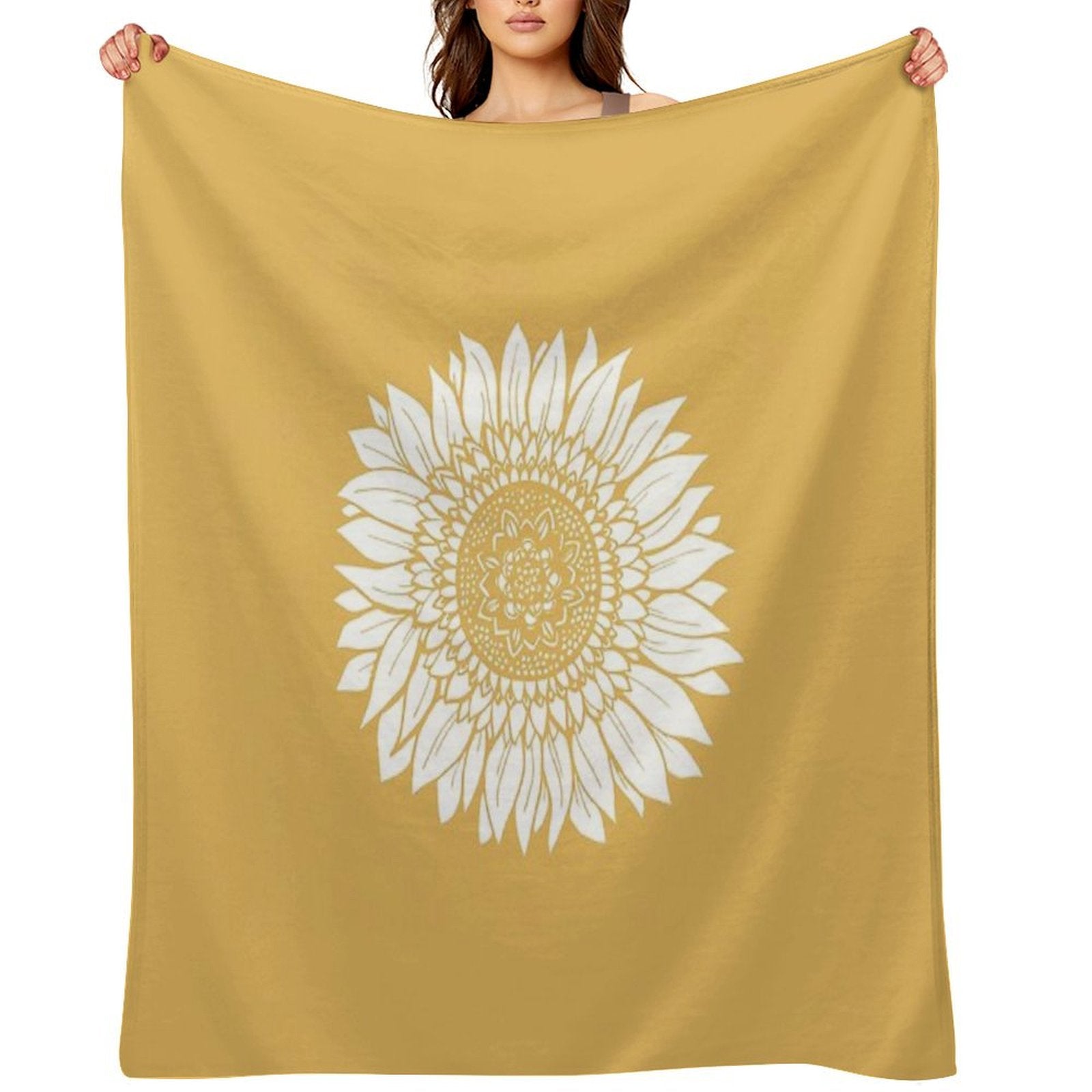 Yellow Flower Drawing Tapestry Throw Blanket