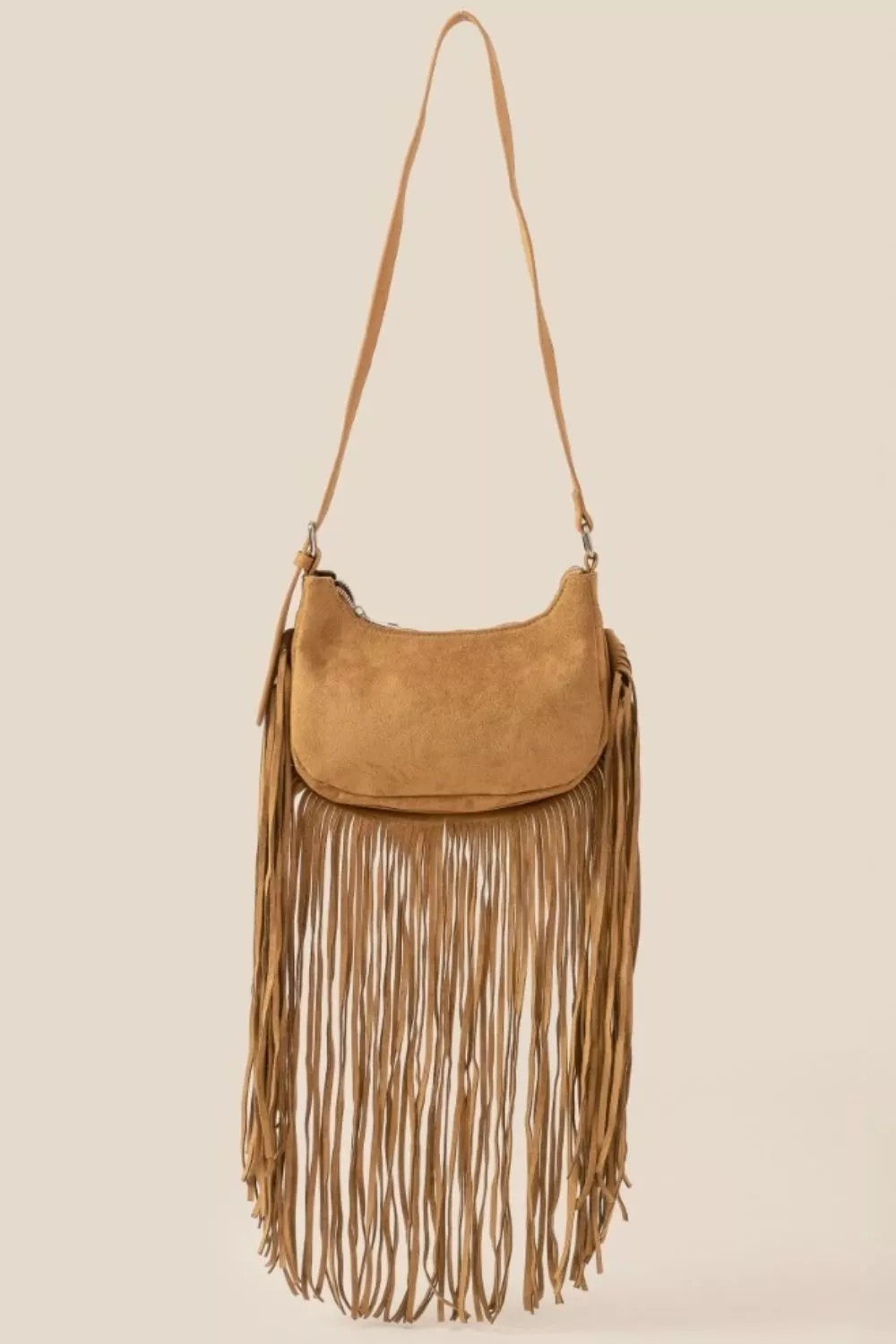Fame Suede Fringe Crossbody Bag