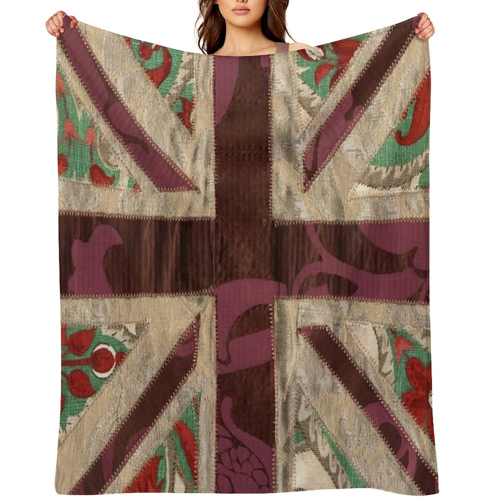 Stitched Fabric Union Jack British Flag Throw Blanket