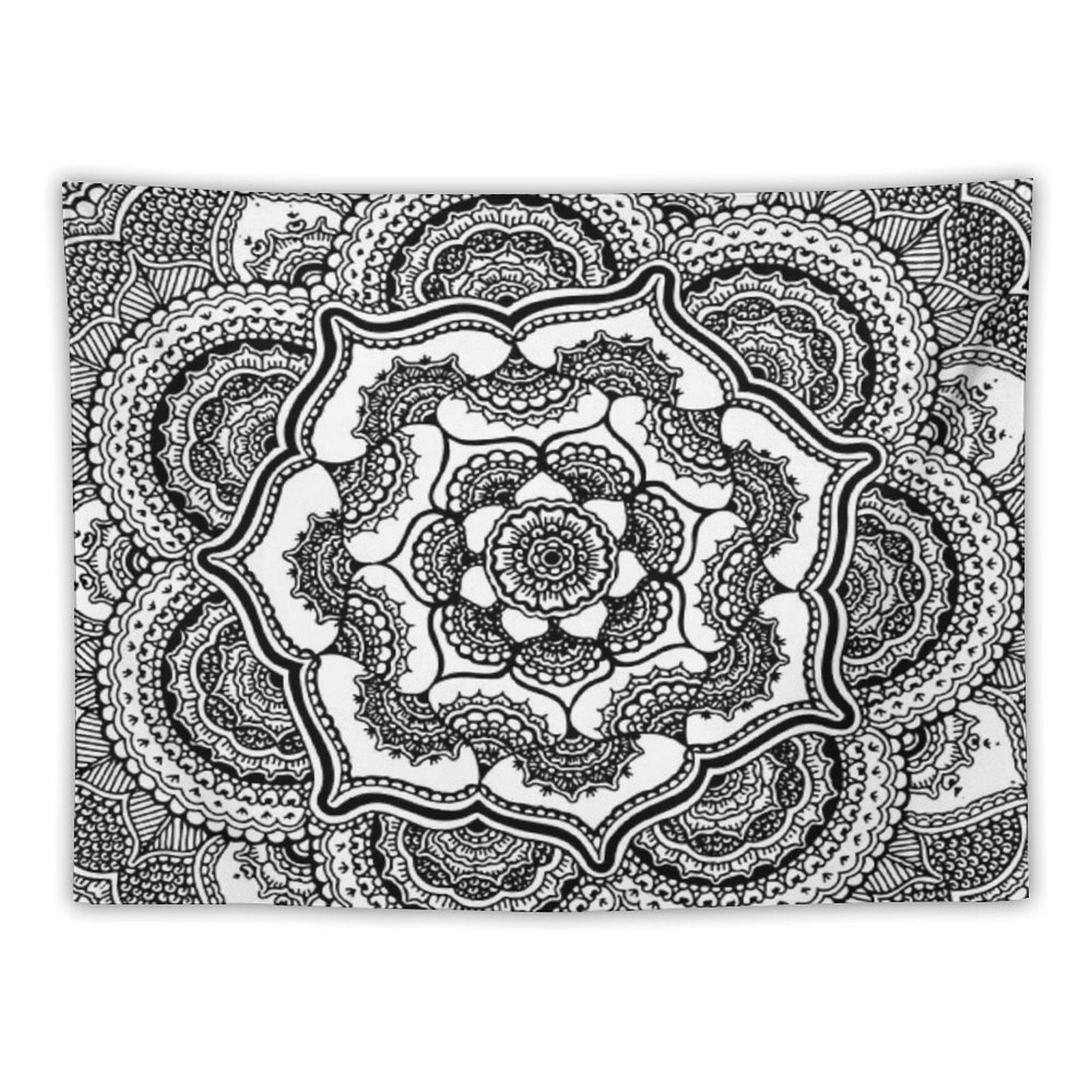 Spring Lotus  Abstract  Black And White Tapestry