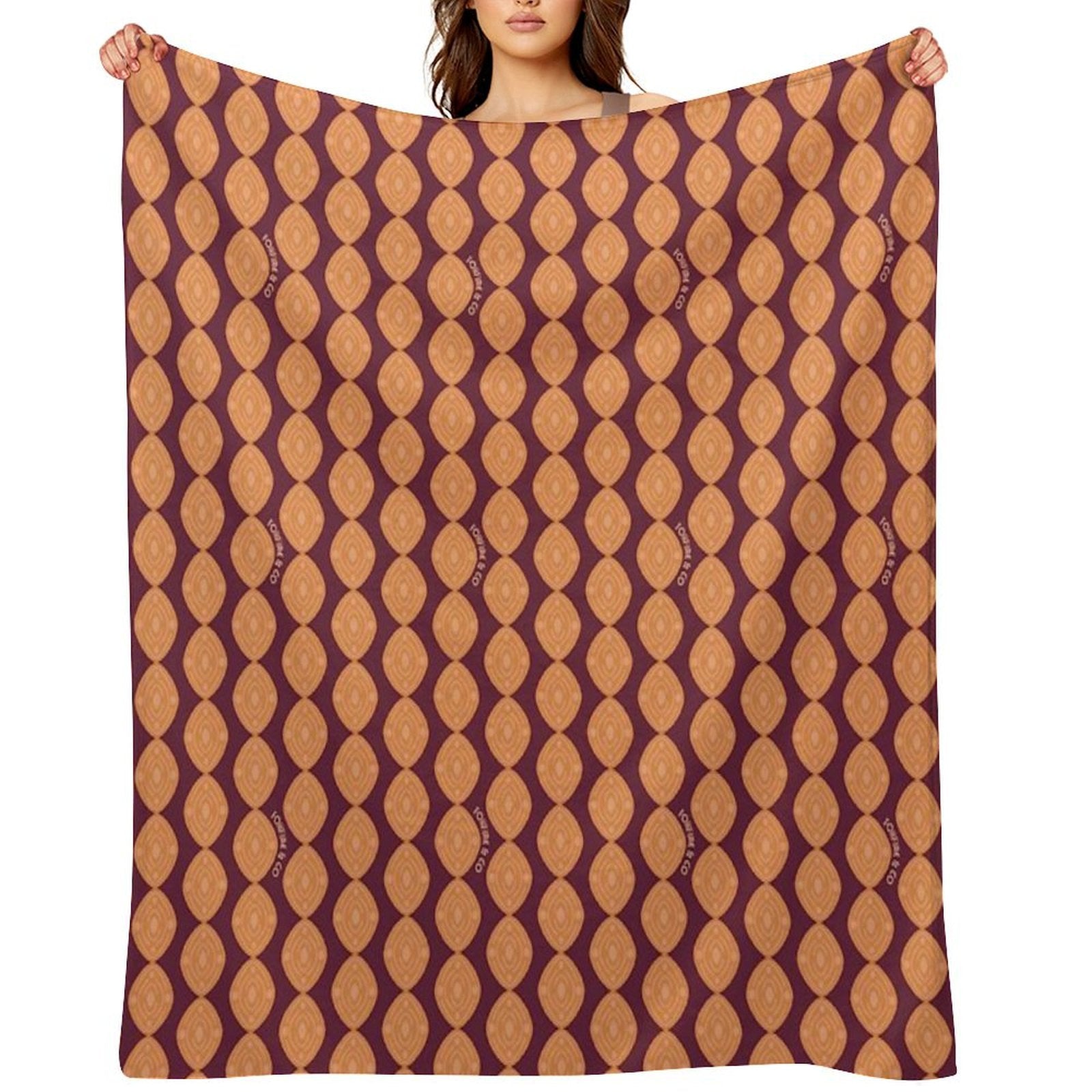 Atomic Blooms - Orange Maroon Throw Blanket