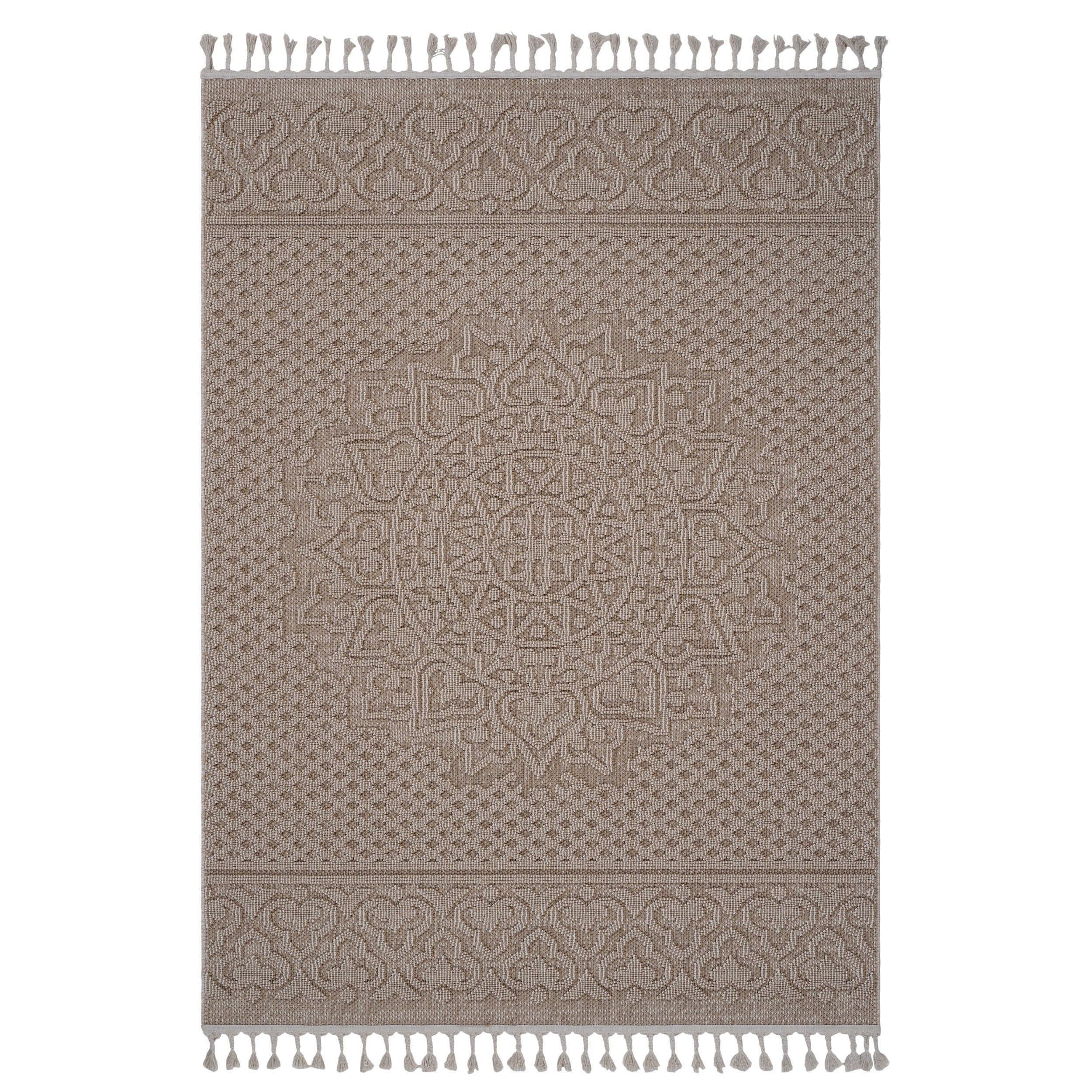 NAAR Guros Collection 4X6 Beige / Medallion Indoor / Outdoor Area Rug