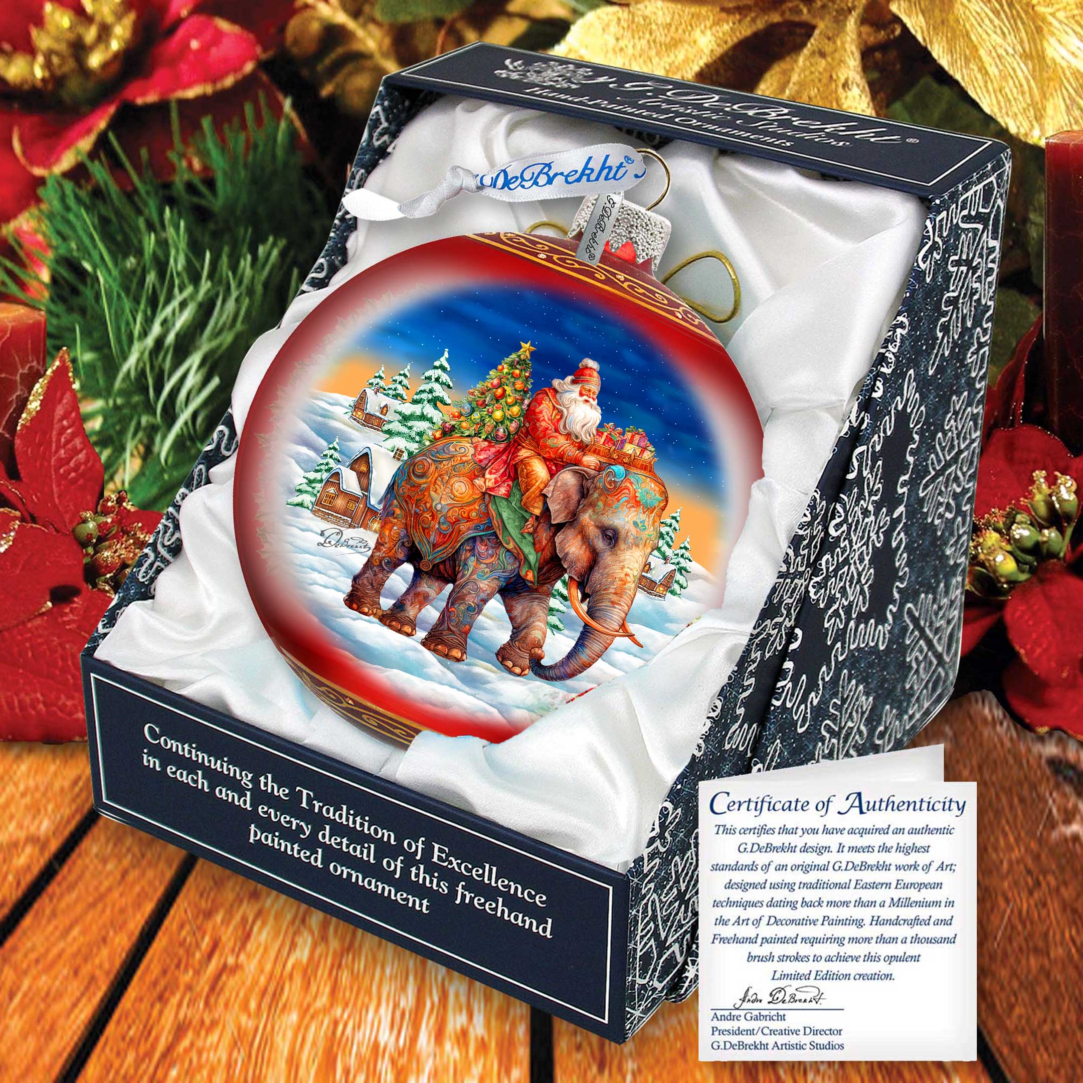 Safari Sleigh 5-Inch Glass Ball Ornament - Christmas Holiday Décor - 73945 Holiday Mercury Glass Ornament Christmas Tree Ornaments by GDebrekht