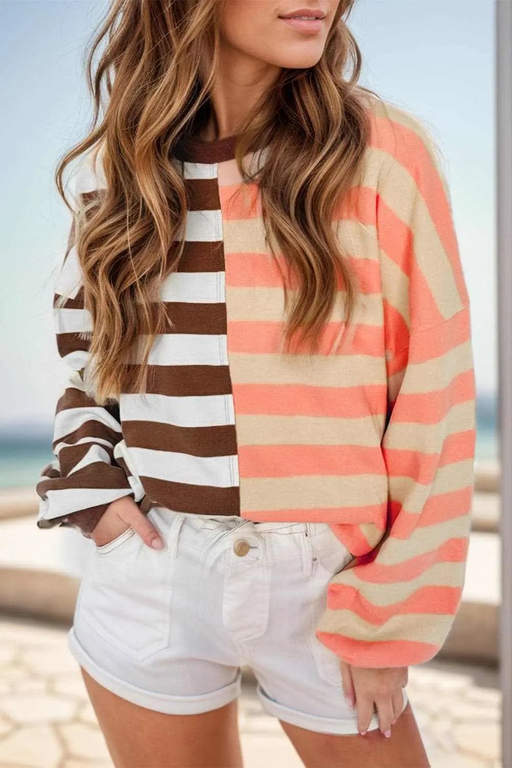 Casual Striped Sweatshirt - Opaque