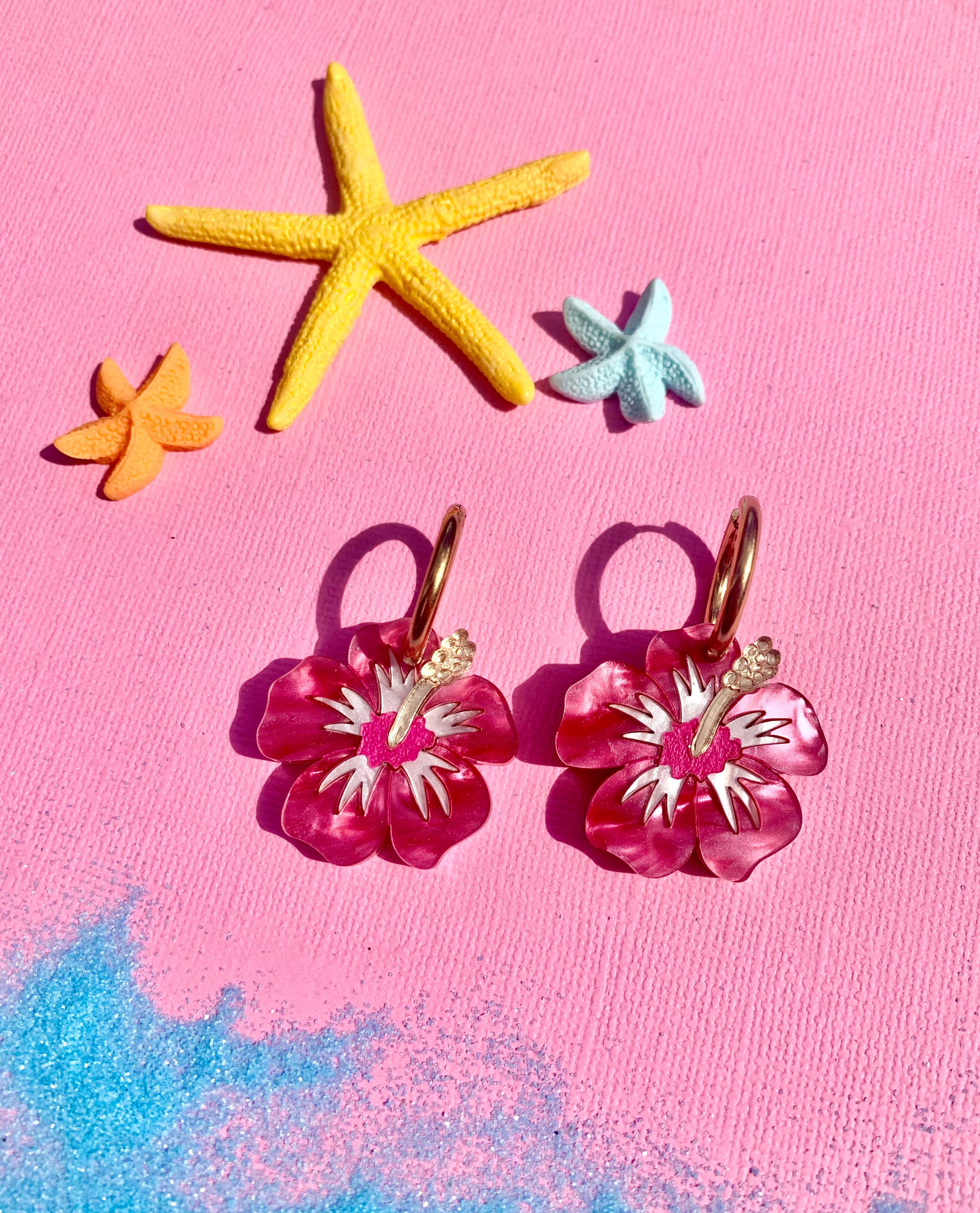 Hibiscus Flower Acrylic Earrings