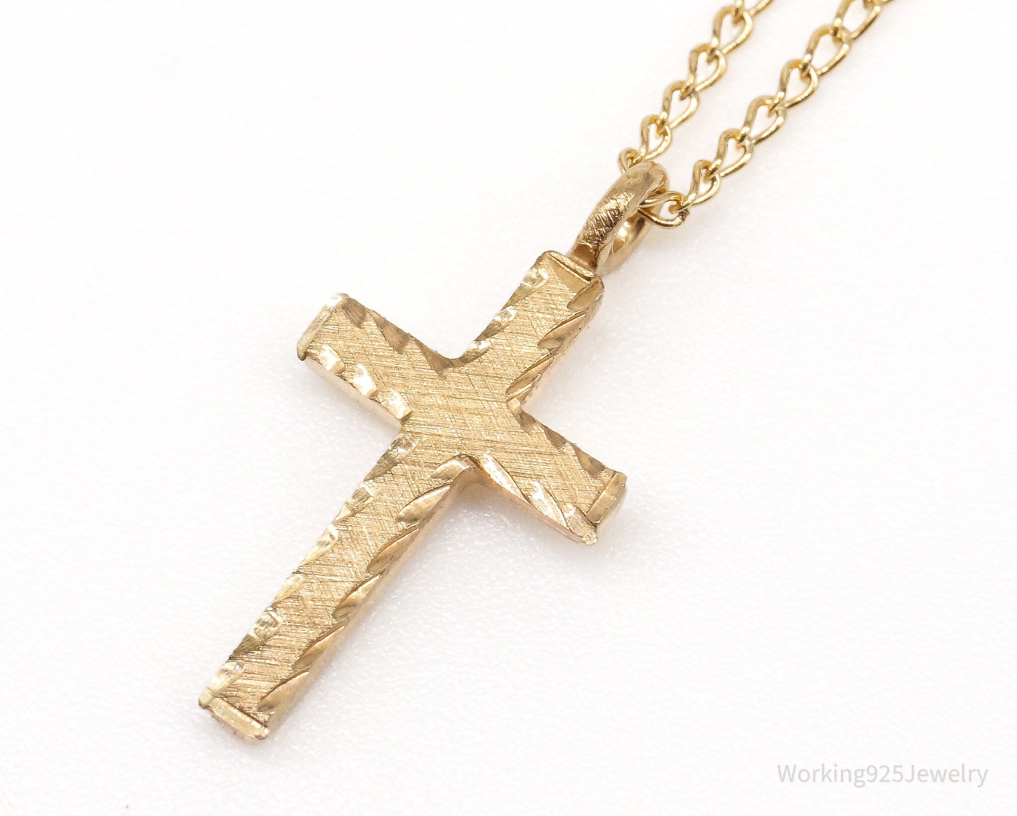 Vintage 14K Yellow Gold Filled Cross Necklace 13&amp;quot;