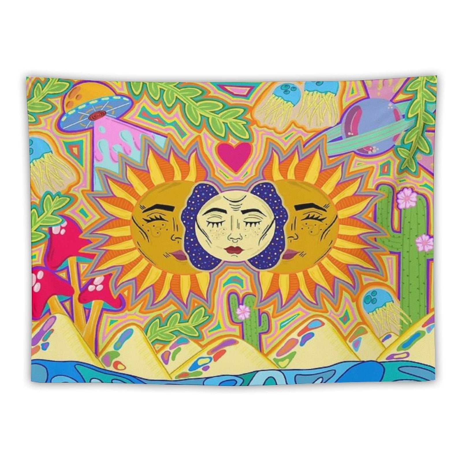 Sun And Moon Design Tapestry