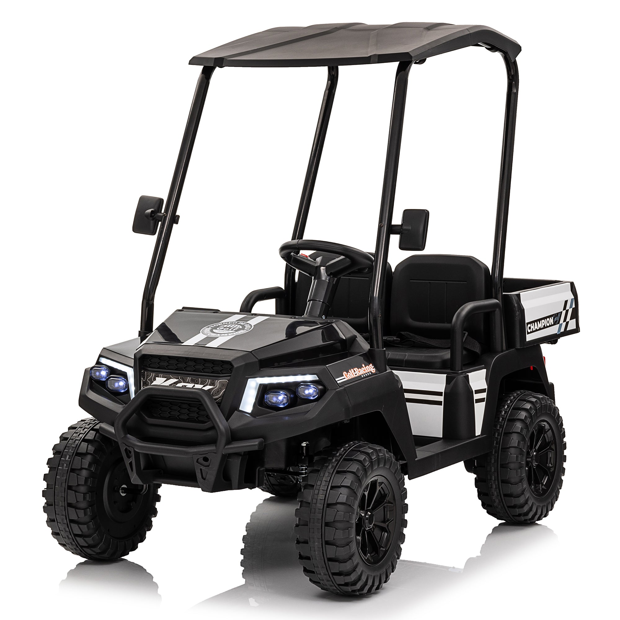 24V XL Kids Electric Ride on Truck w/RC - Spacious 20in Wide Seat, Removable Sunshade, Dual-Motor Drive, 4-Wheel Spring Suspension, Bluetooth Audio &amp;amp; Comfortable Dual Seats,Recommended age: 3-8