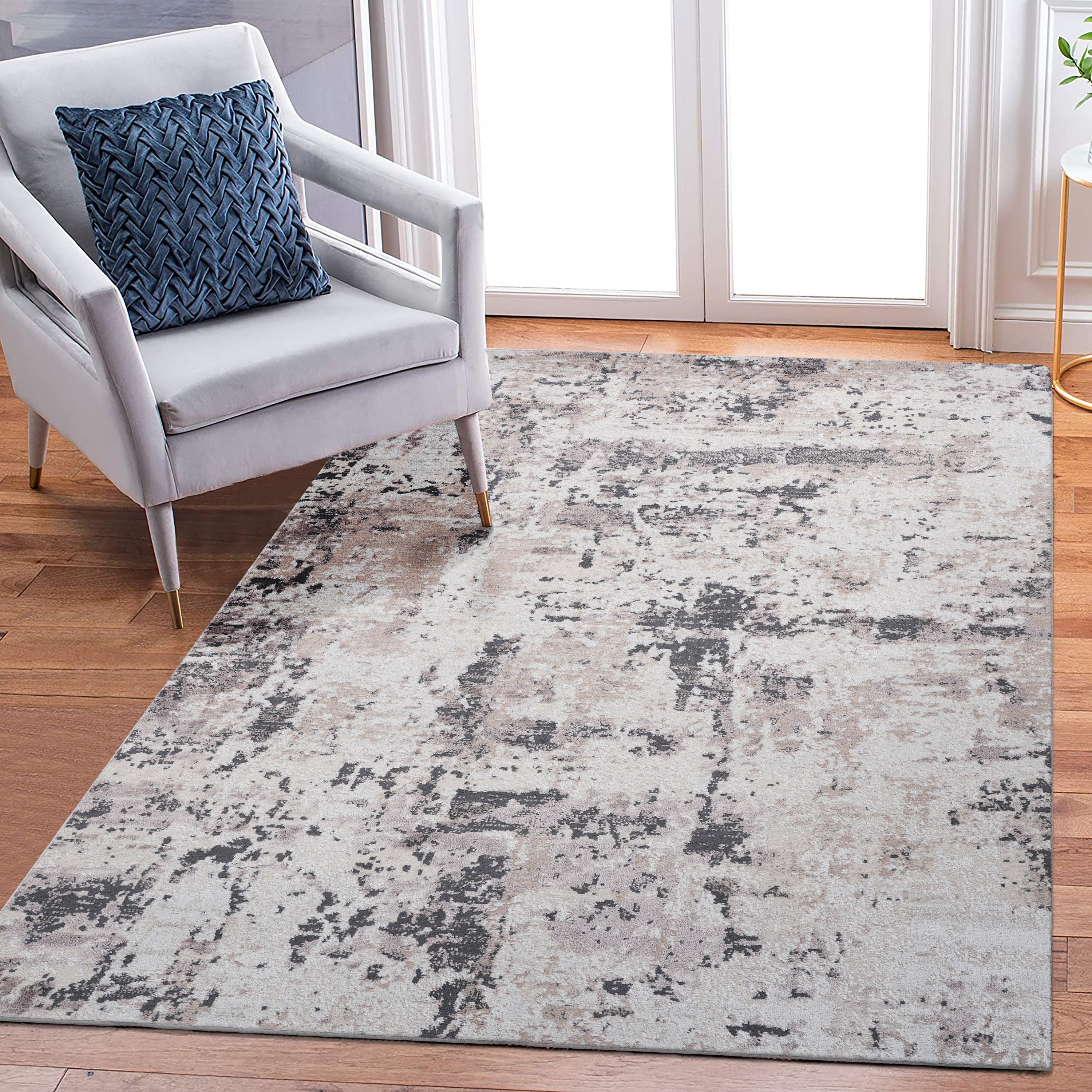NAAR PAYAS Collection 6X9 Cream / Brown / Abstract Area Rug
