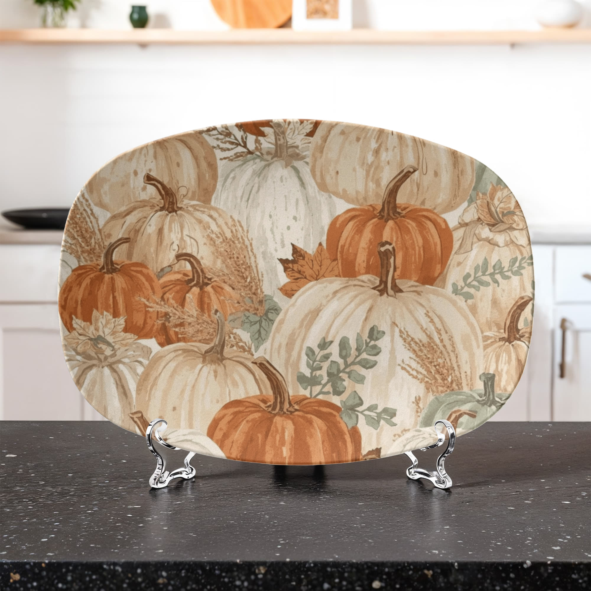 Fall Pumpkin Serving Platter – Farmhouse Decor, Thanksgiving Tray