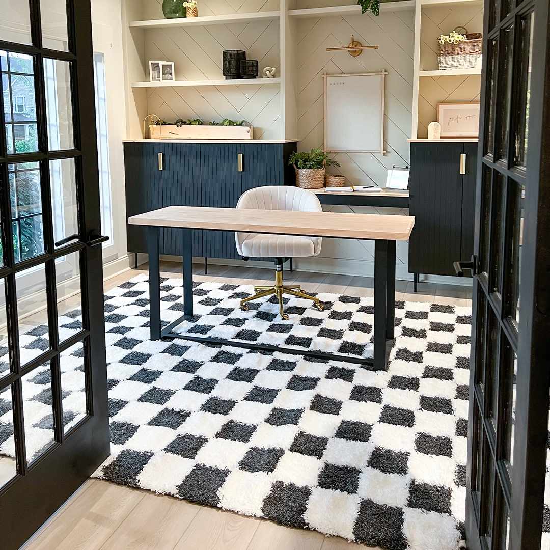 Atira Black &amp;amp; White Checkered Area Rug
