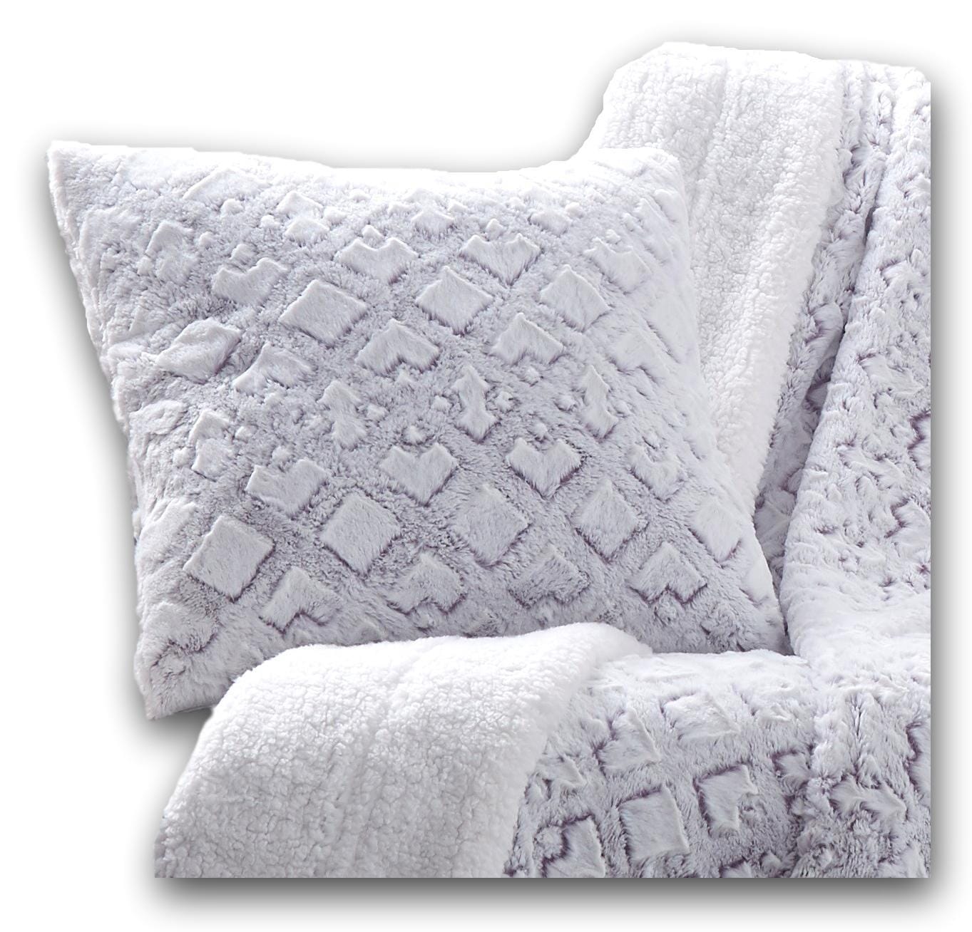 DaDa Bedding Dreamy Milky Way White &amp;amp; Purple Embossed Faux Fur Euro Throw Pillow Cover (M3395)