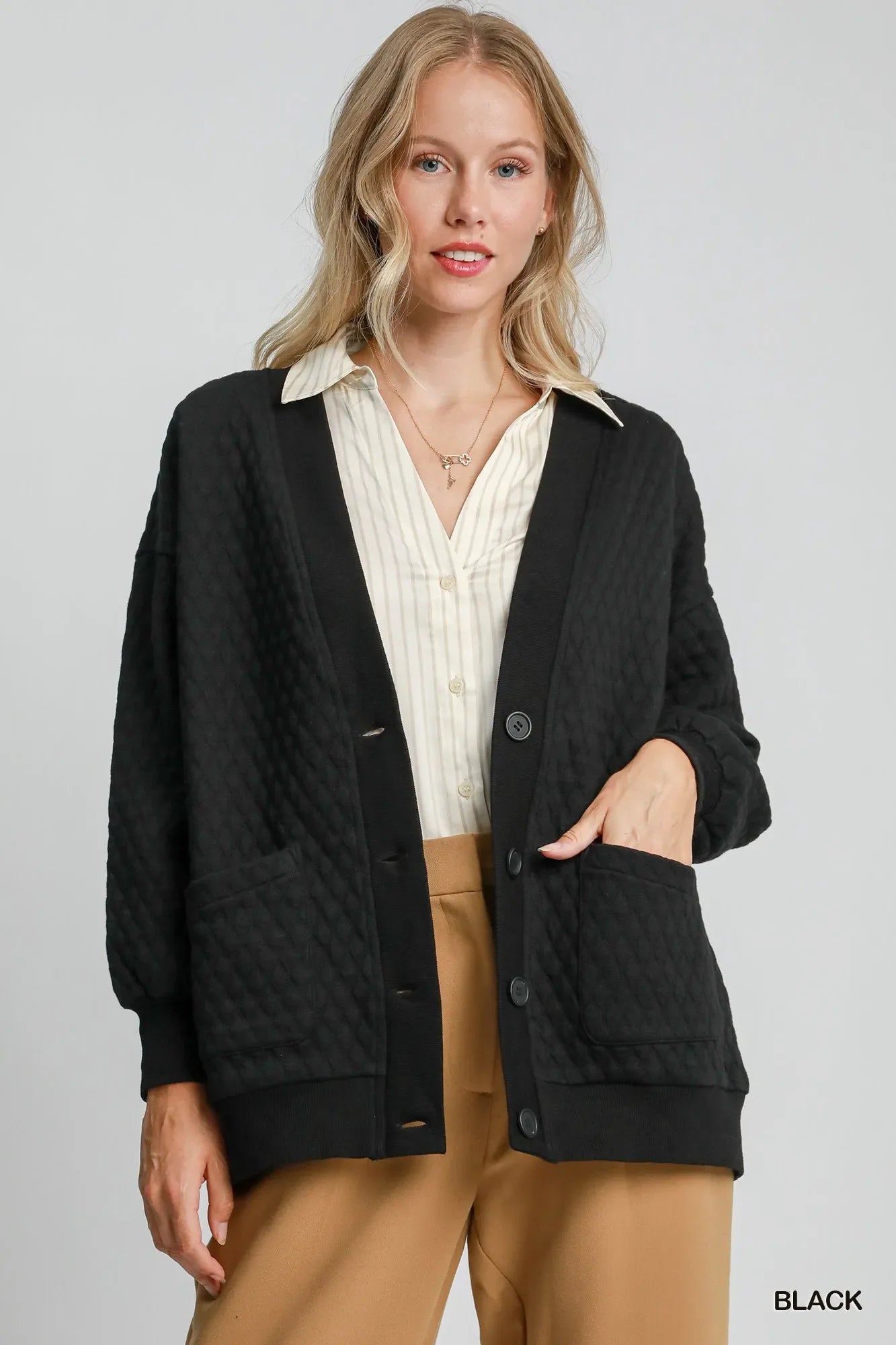 Umgee Button-Up Jacquard Cardigan