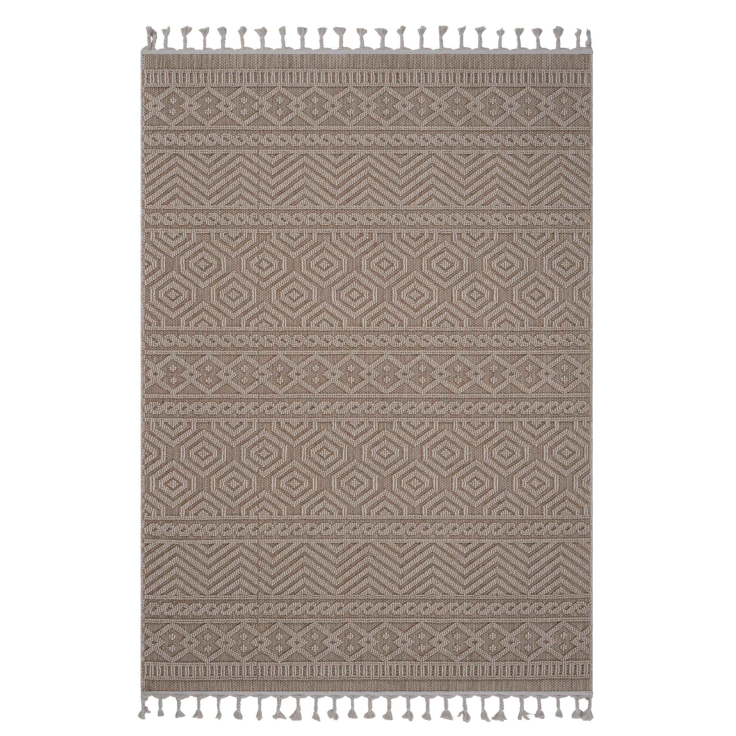 NAAR Guros Collection 5X7 Mocha / Geometric Indoor / Outdoor Area Rug