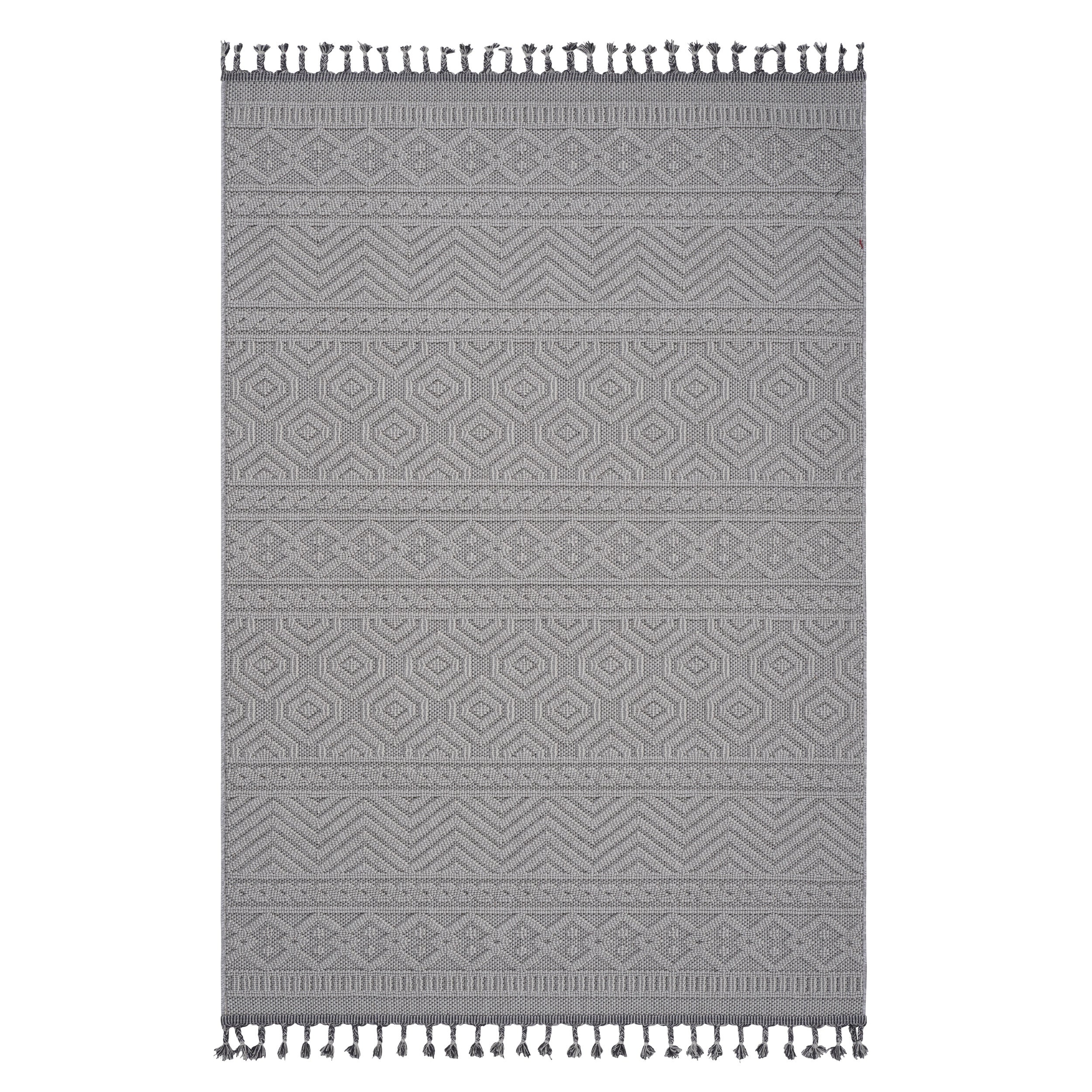 NAAR Guros Collection 8X10 White / Geometric Indoor / Outdoor Area Rug