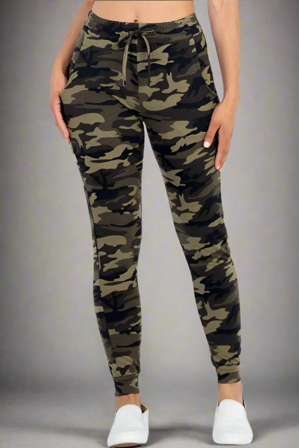 French Terry Camo Print Joggers - Soft &amp;amp; Stretchy Women&amp;#39;s Joggers Small - 3X