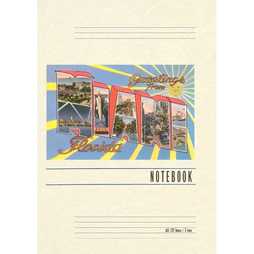 Vintage Lined Notebook Greetings from Miami, Florida - Paperback