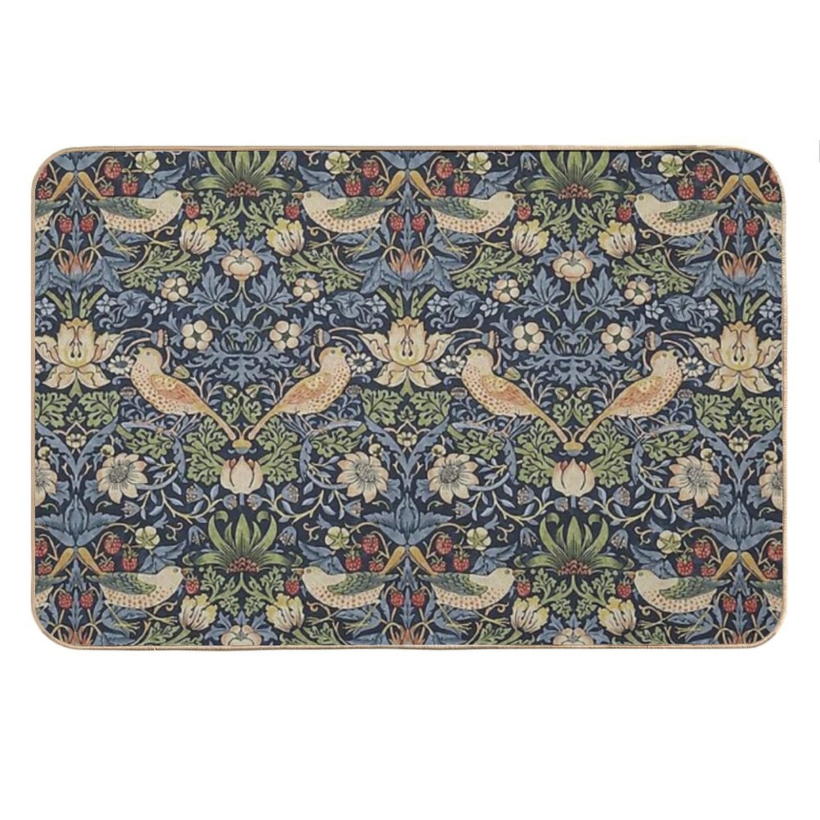 William Morris Strawberry Thief Pattern Bath Mat