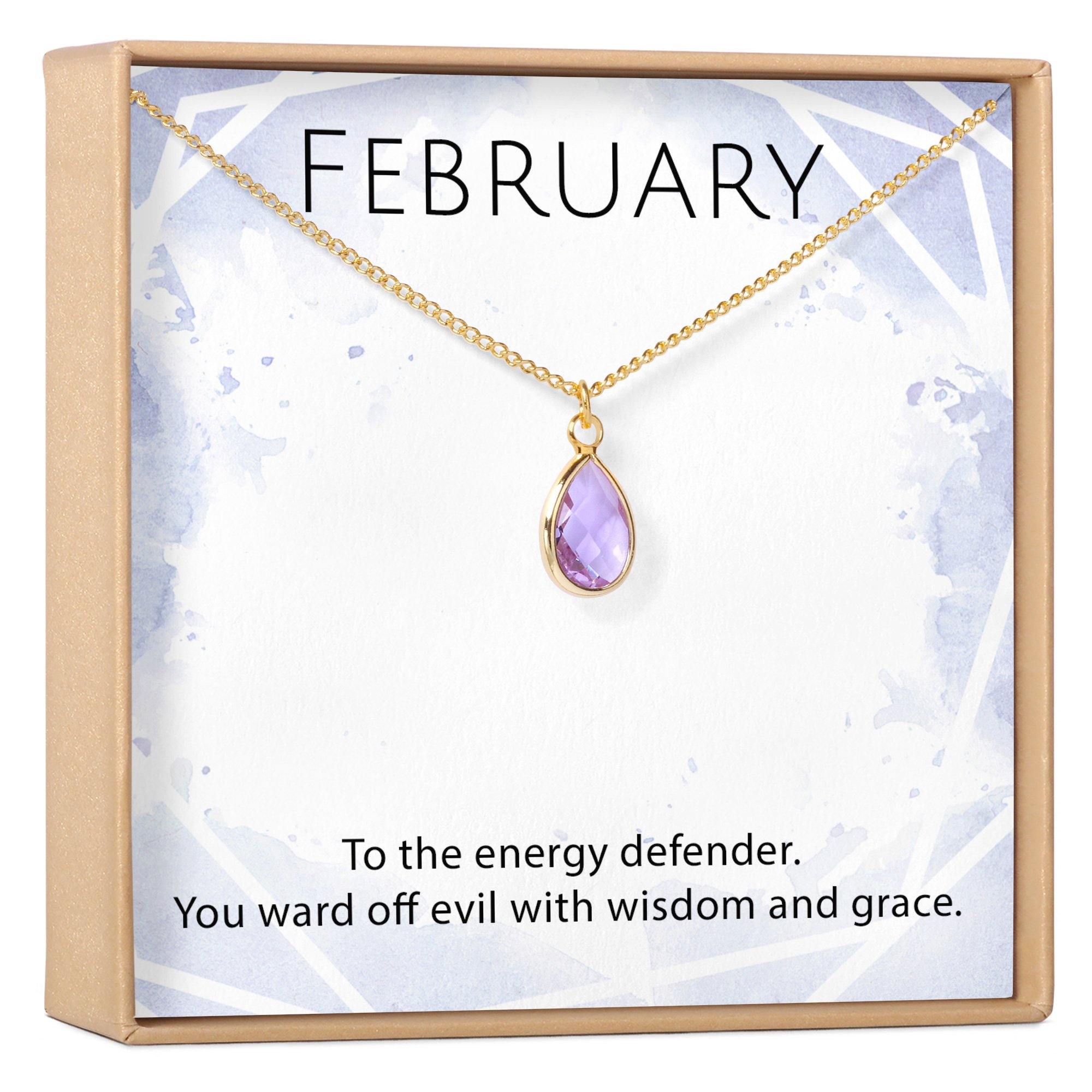 February Birthstone / Amethyst Crystal Charm Necklace