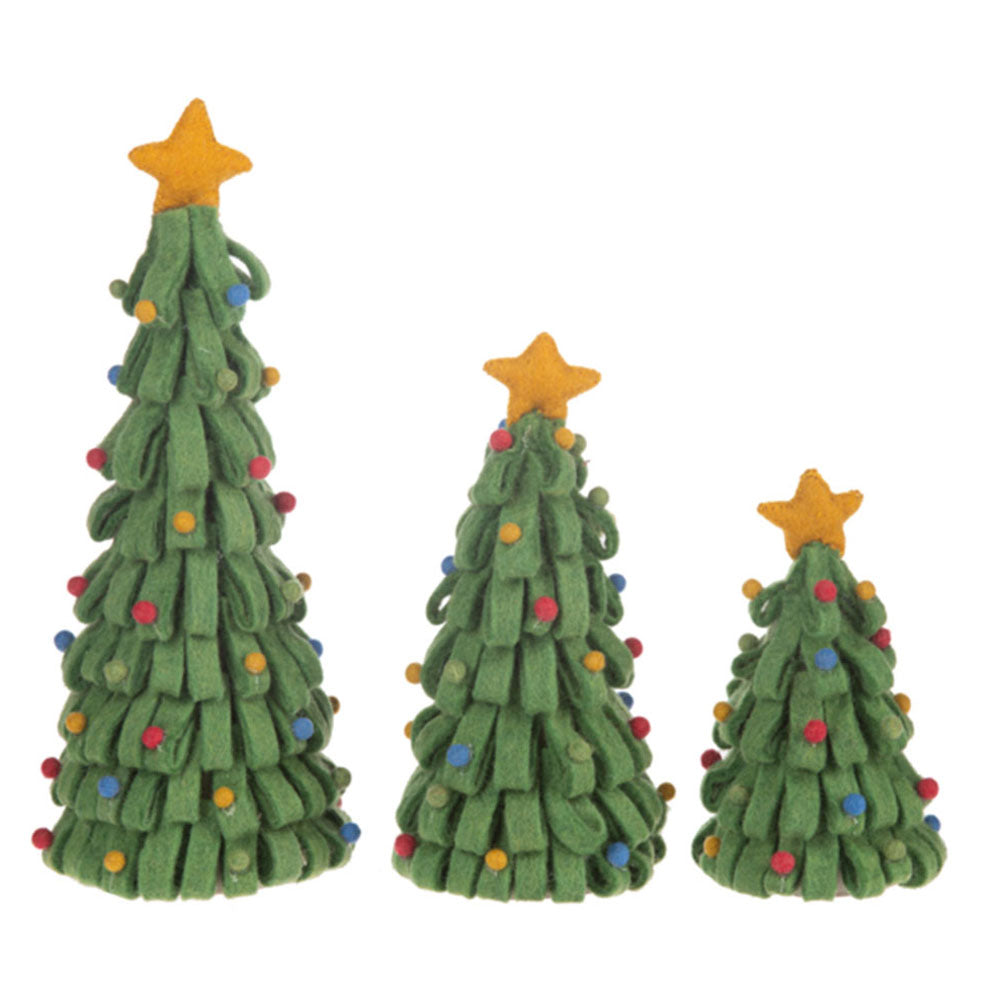 Darling Felt Green Pom-Pom Tree Set Set of 3