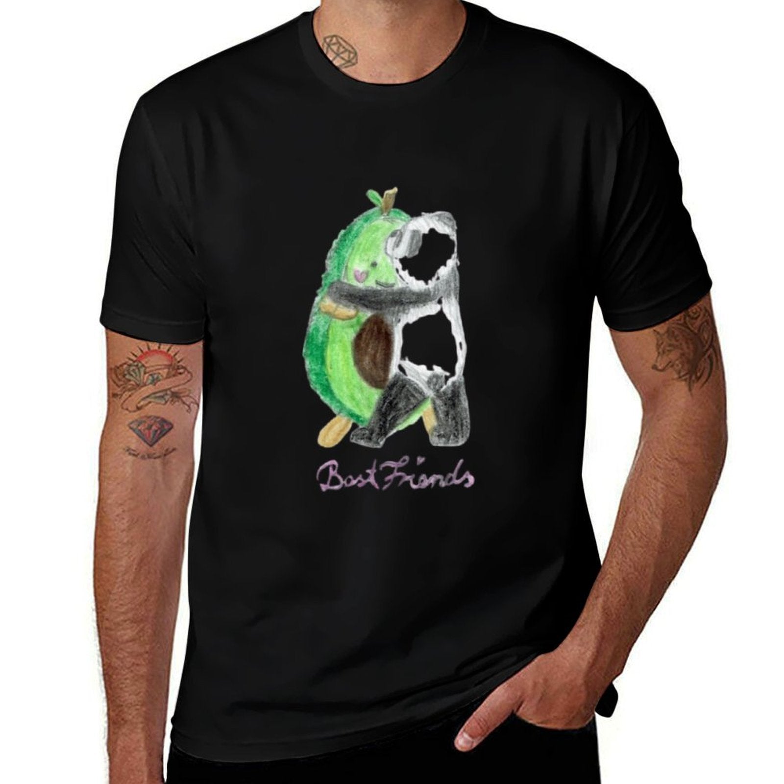 An Avocado And A Panda Hug Each Other Sweetly  Cotton T-Shirt