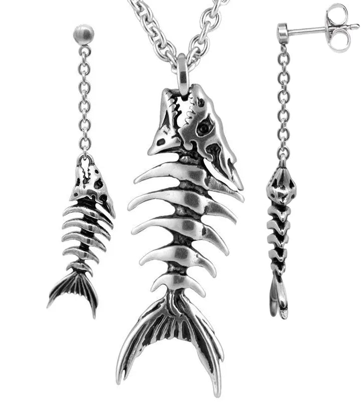 Fish Bones Necklace &amp;amp; Earrings Set