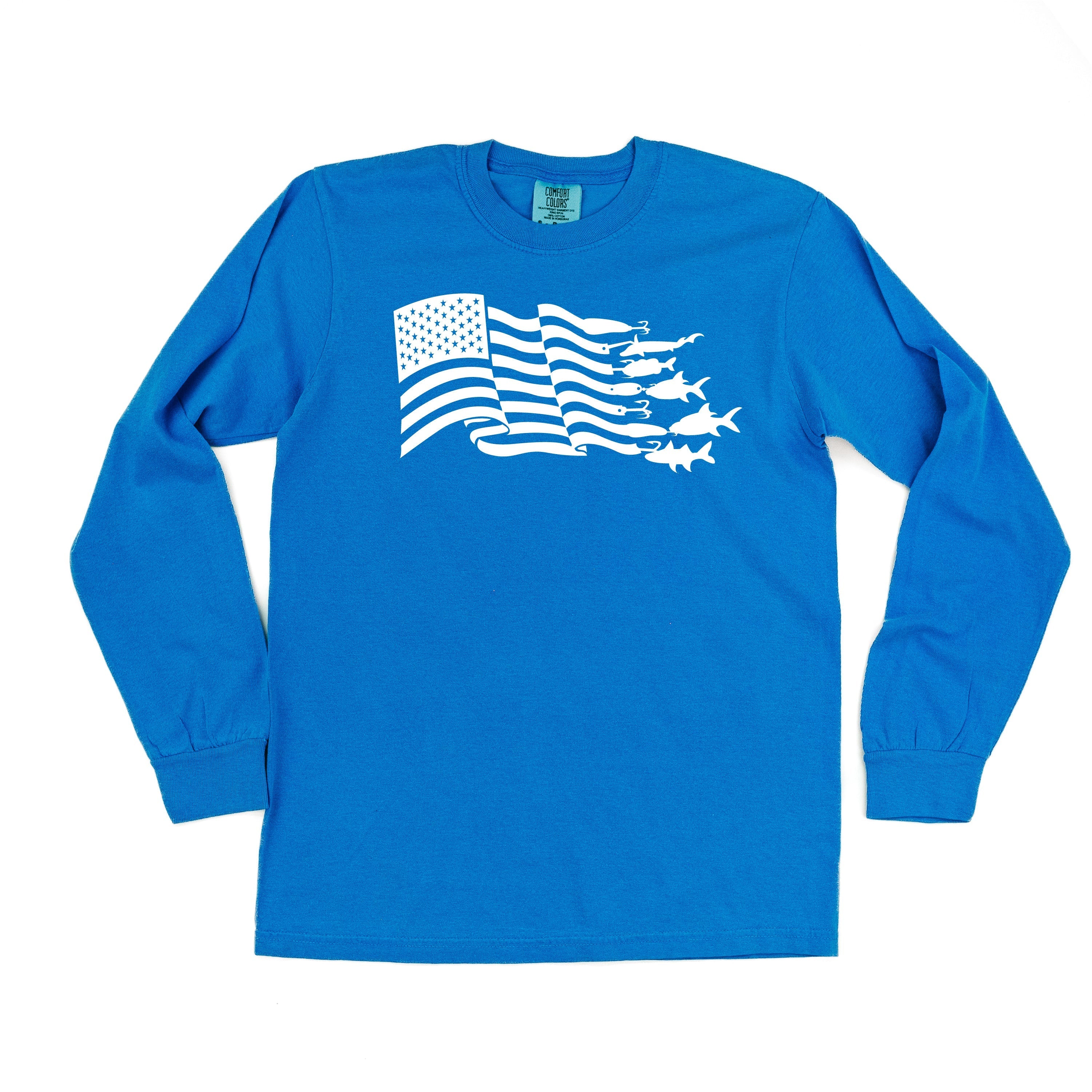 Fishing Flag - Long Sleeve Comfort Colors Tee