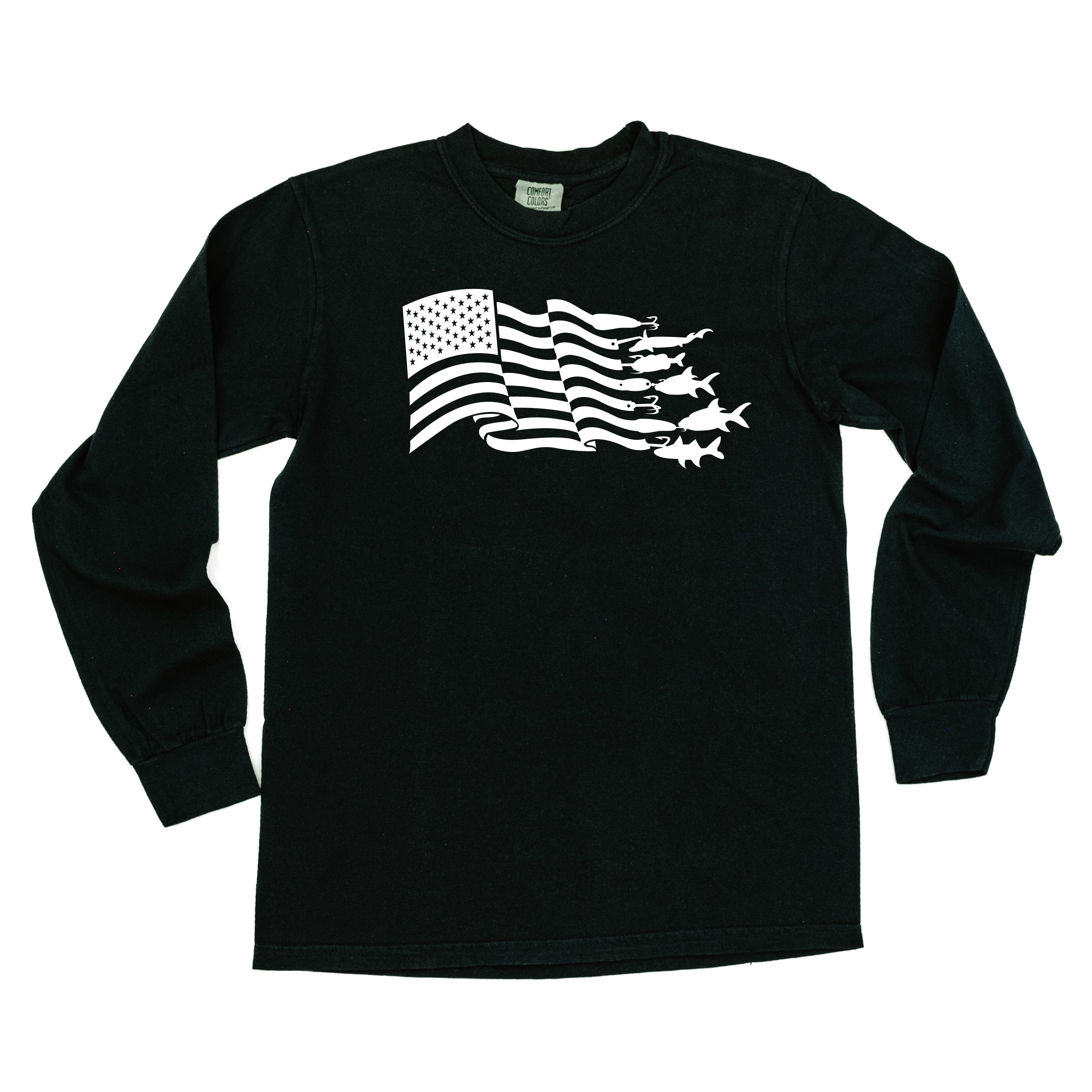 Fishing Flag - Long Sleeve Comfort Colors Tee