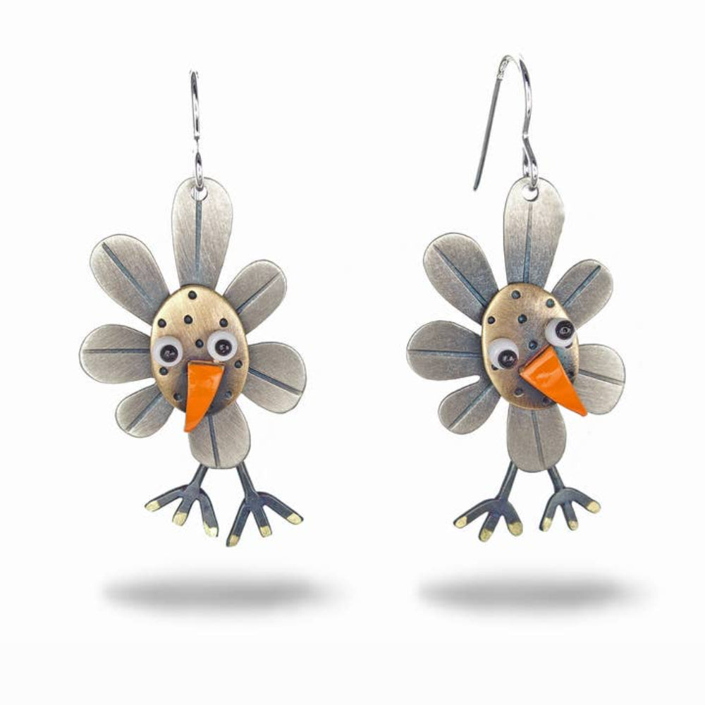 Flower Bird Earrings by Chickenscratch