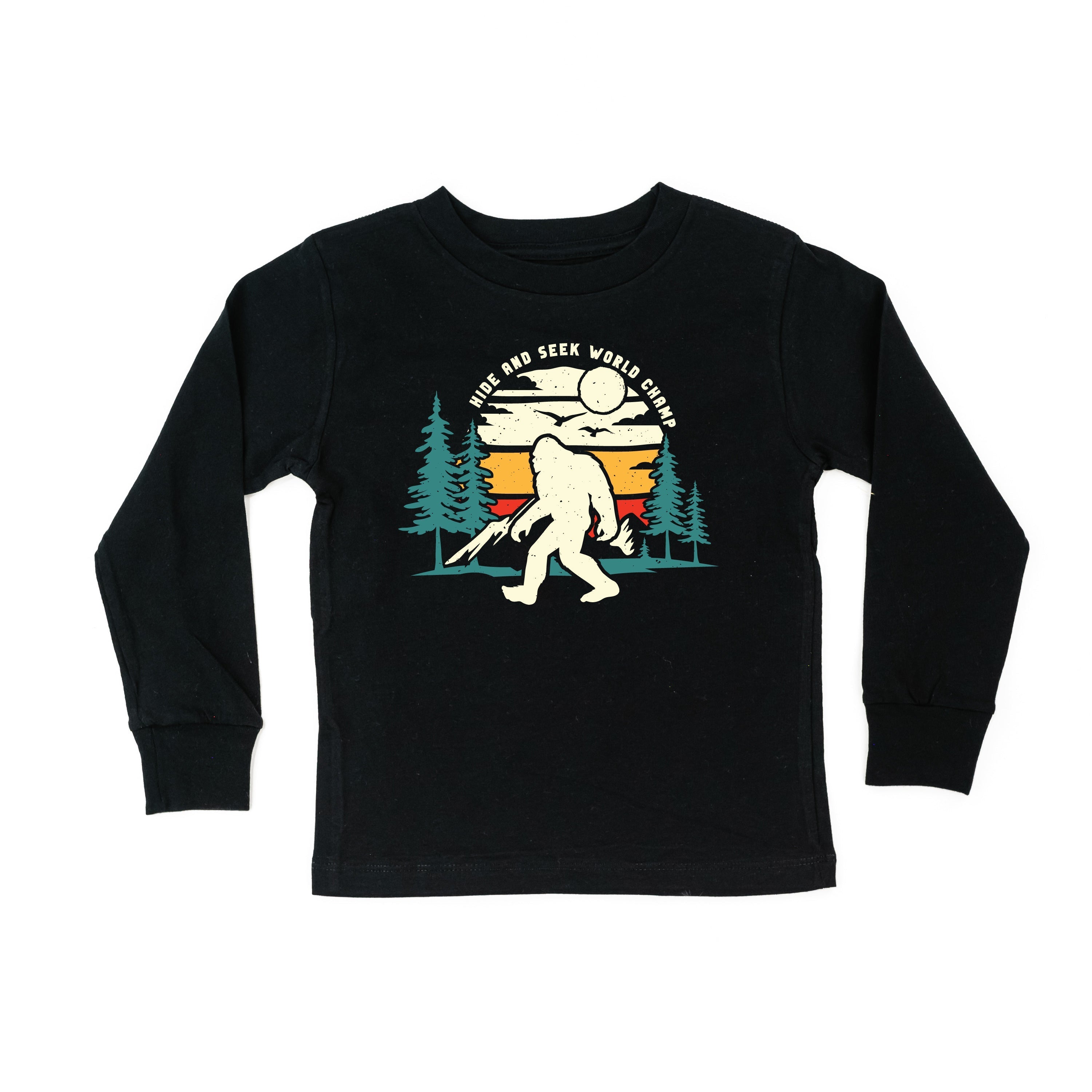 Big Foot - Hide And Seek World Champ - Black Child Long Sleeve Tee