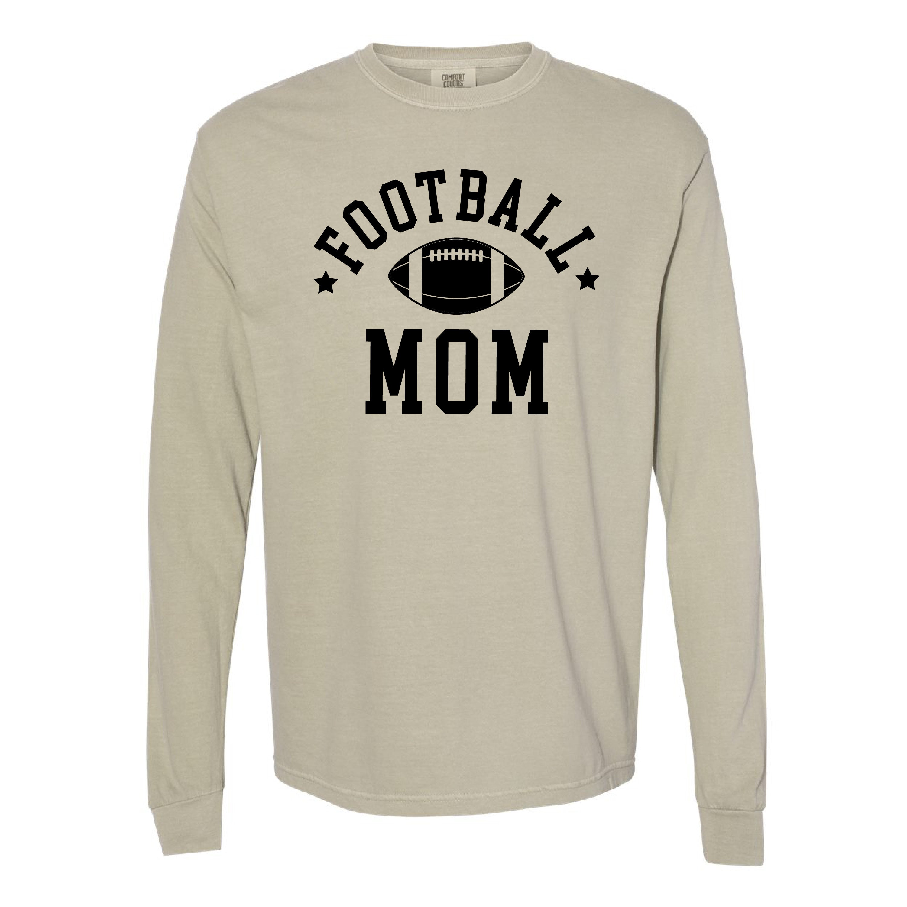 Football Mom (Stars) - Long Sleeve Comfort Colors Tee