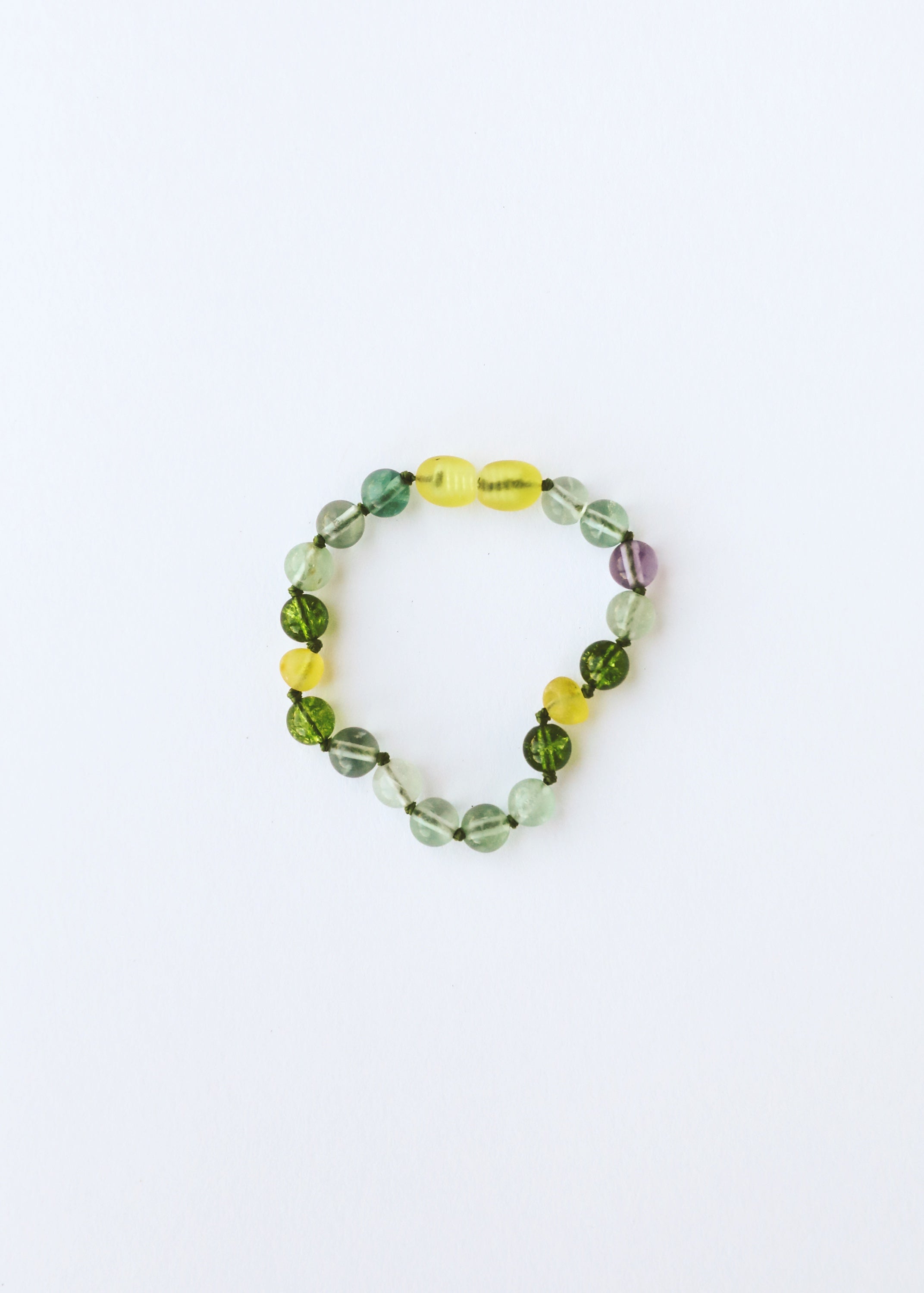Raw Baltic Sea Amber + Fluorite + Peridot || Gemstone Anklet or Bracelet