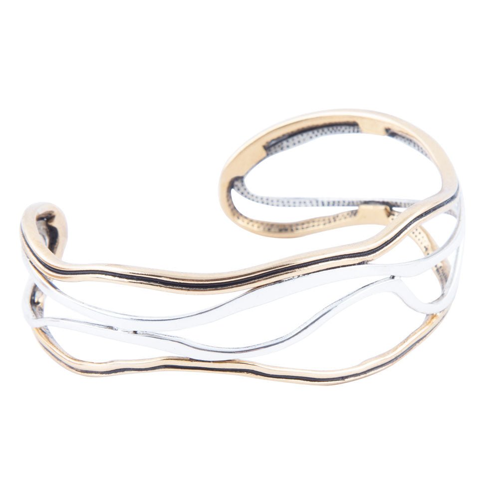 Fresh Two Toned Sterling Silver and Bronze Cuff Bracelet