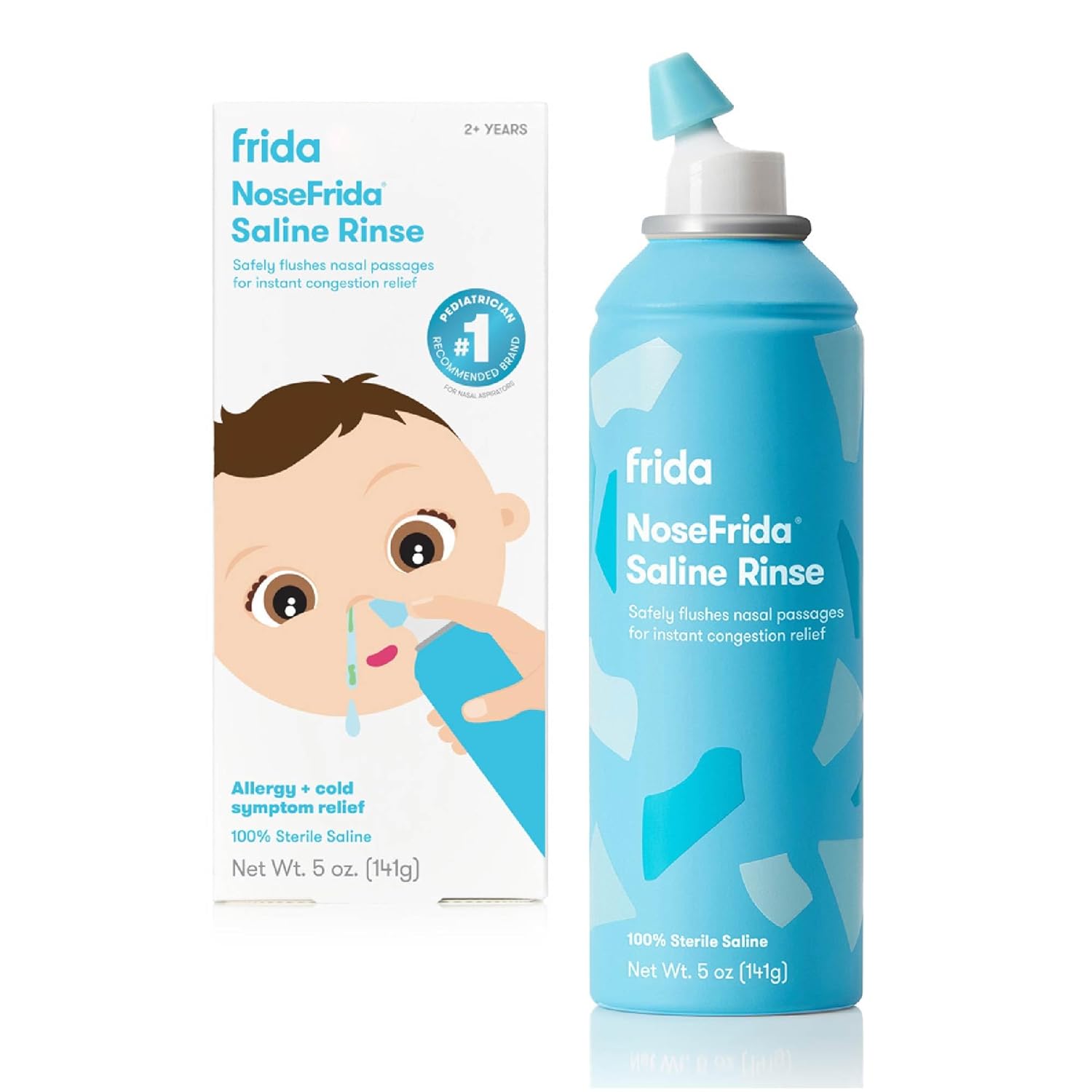 Frida Saline Rinse for Toddler, Kids, Ages 2+, Saline Rinse for Sinus, Instant Congestion Relief &amp;amp; Allergy Relief, Flush Out Allergens, Mucus, Pollen, Dust, Safe for Daily Use