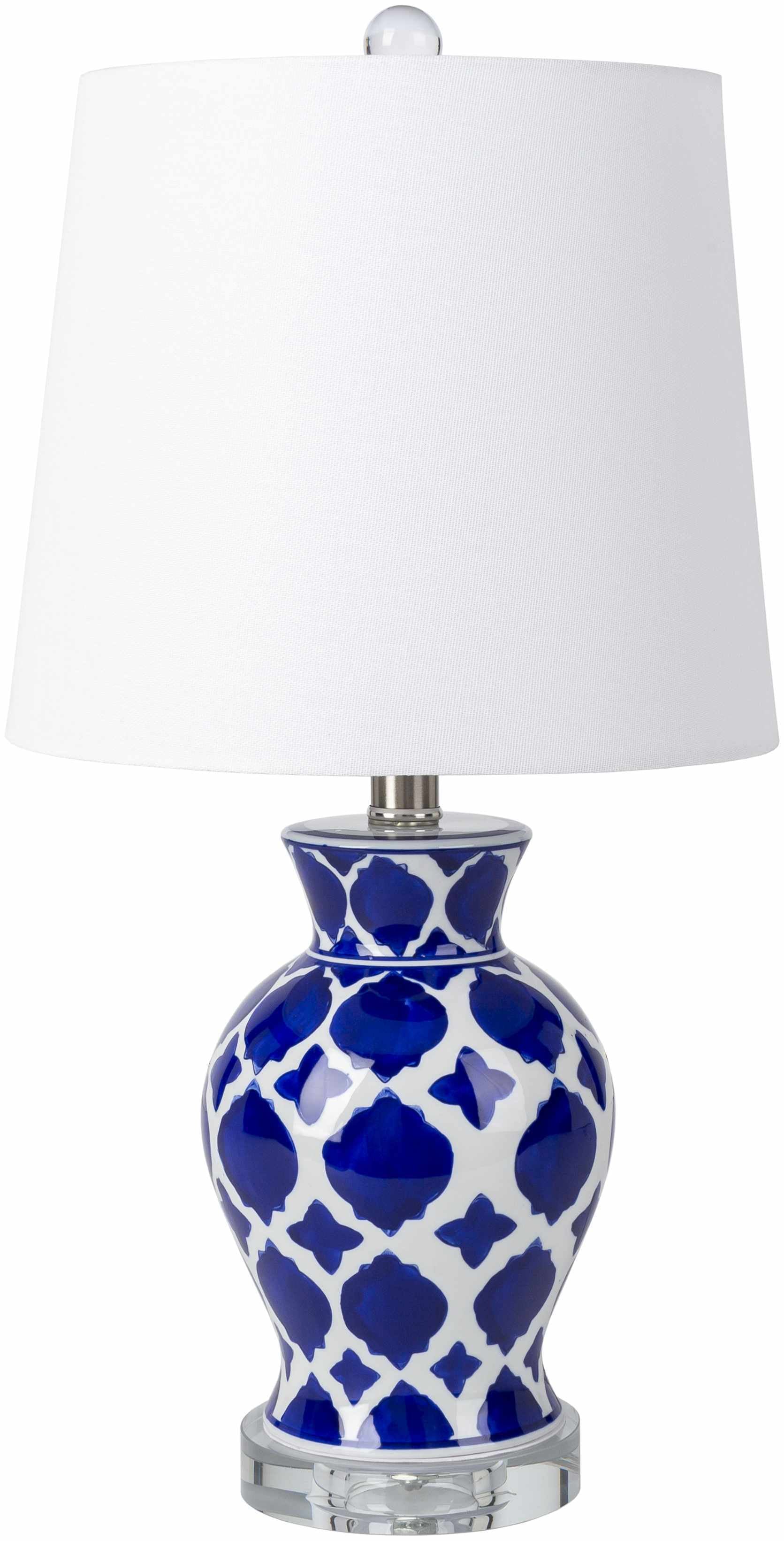 Pangian White &amp;amp; Blue Patterned Ceramic Table Lamp