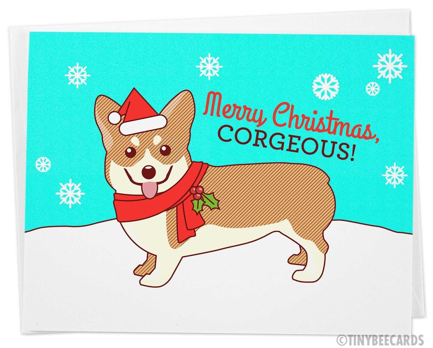 Funny Christmas Card &amp;quot;Merry Christmas, Corgeous&amp;quot;