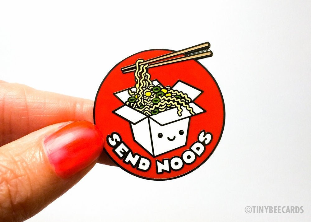 Funny Ramen Hard Enamel Pin &amp;quot;Send Noods&amp;quot;