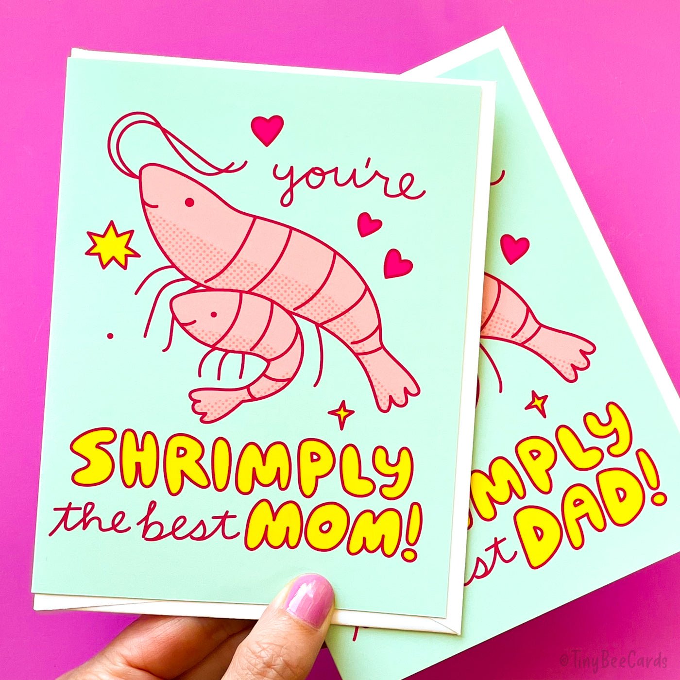 Funny Shrimp Mother&amp;#39;s or Fathers Day or Birthday Card &amp;quot;You&amp;#39;re Shrimply the Best Mom/Dad&amp;quot;